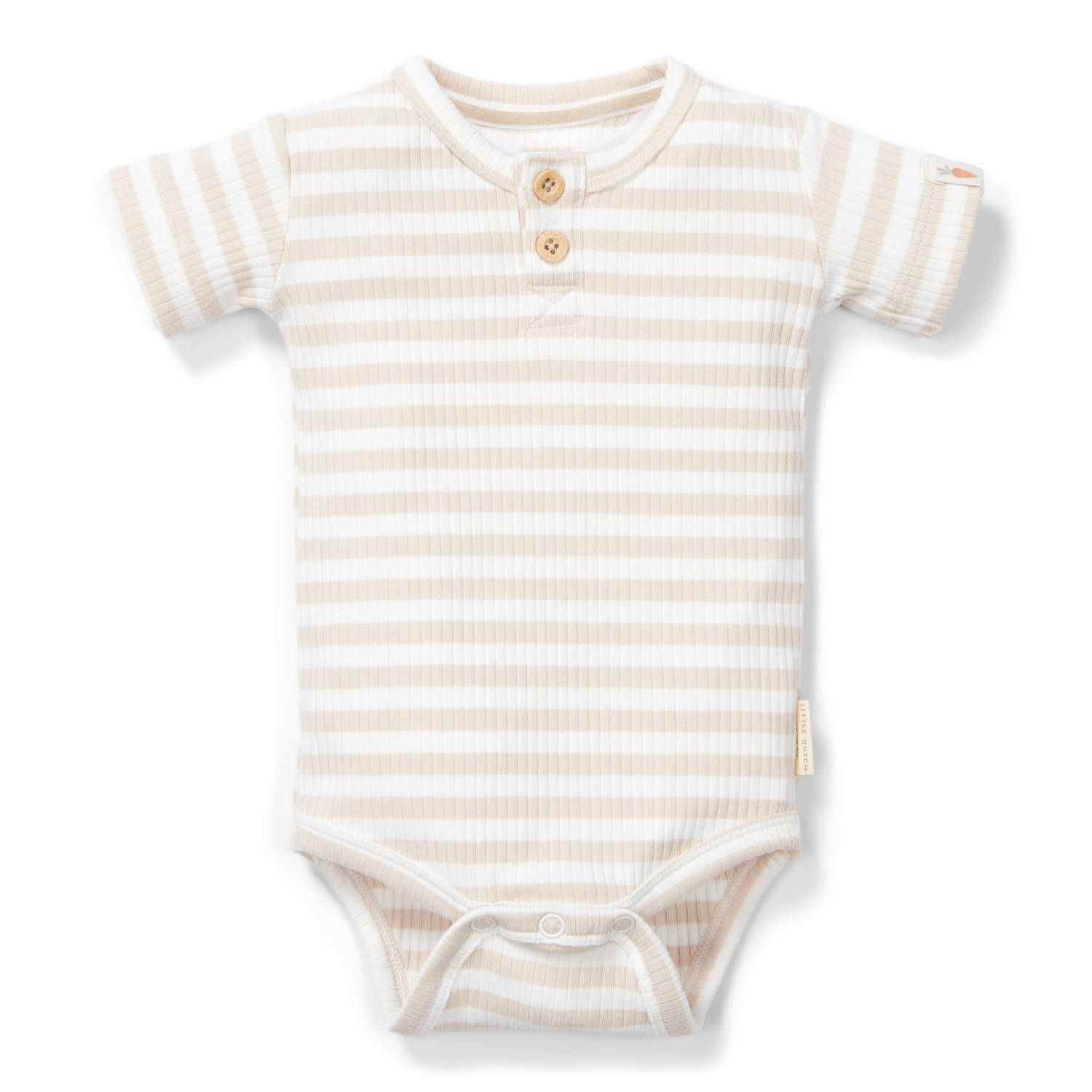 Little Dutch romper met streep print ecru wit Jongens Biologisch katoen Ronde hals 50