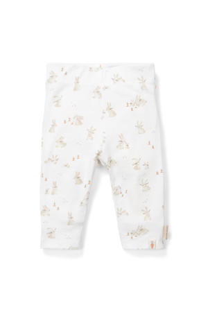 baby broek met all over print wit/beige