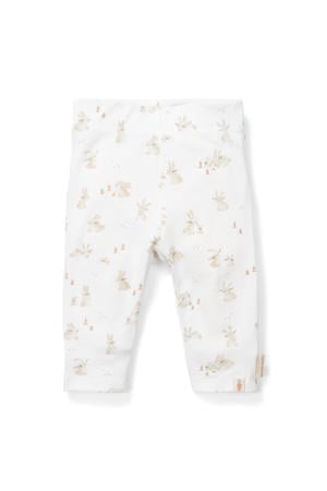 baby broek met all over print wit/beige
