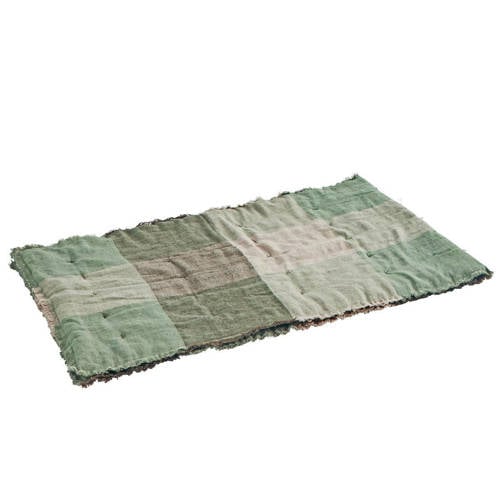 Madam Stoltz plaid (180x70 cm) - groen/taupe grijs