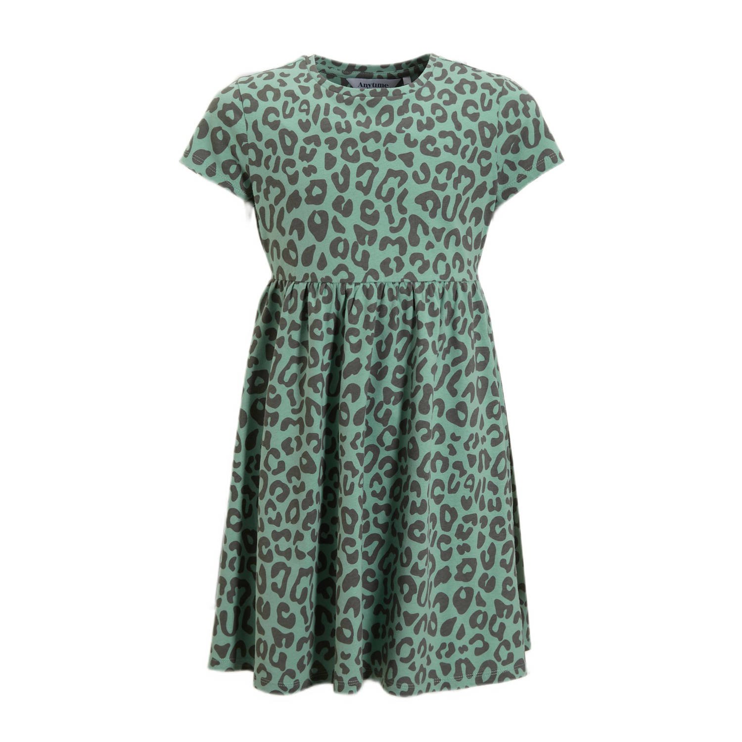 anytime jurk met panterprint groen