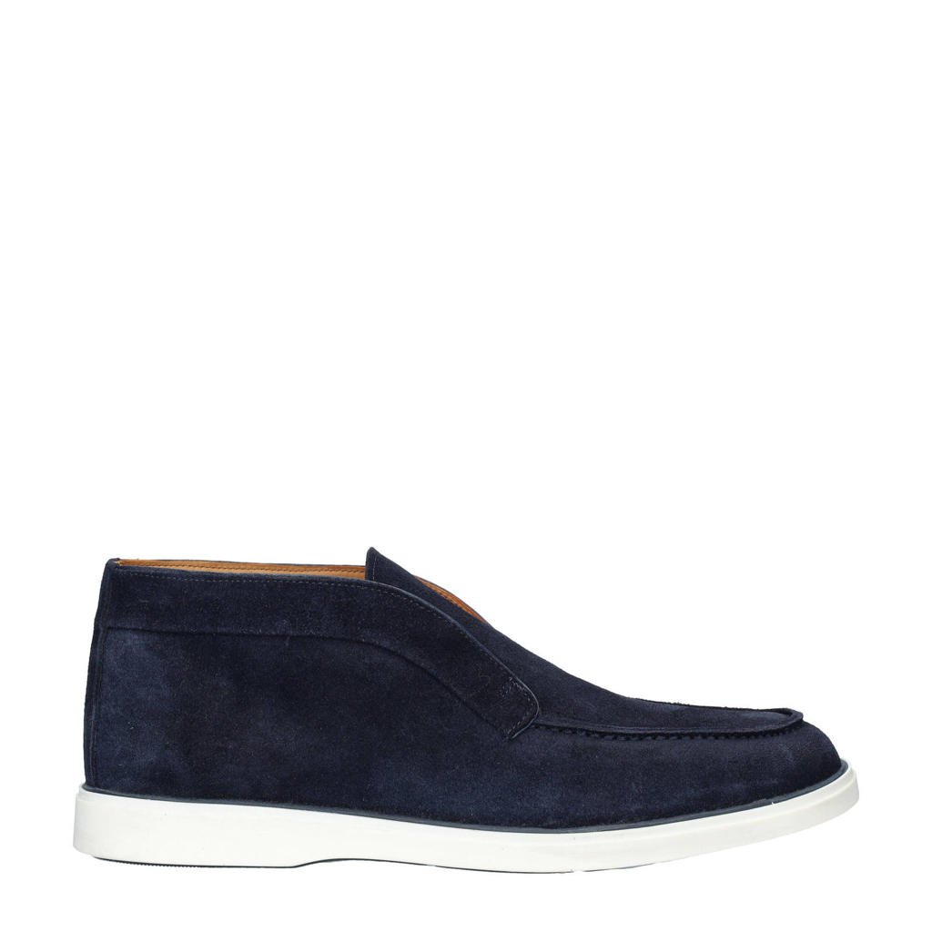 Donkerblauwe heren Nelson suède loafers
