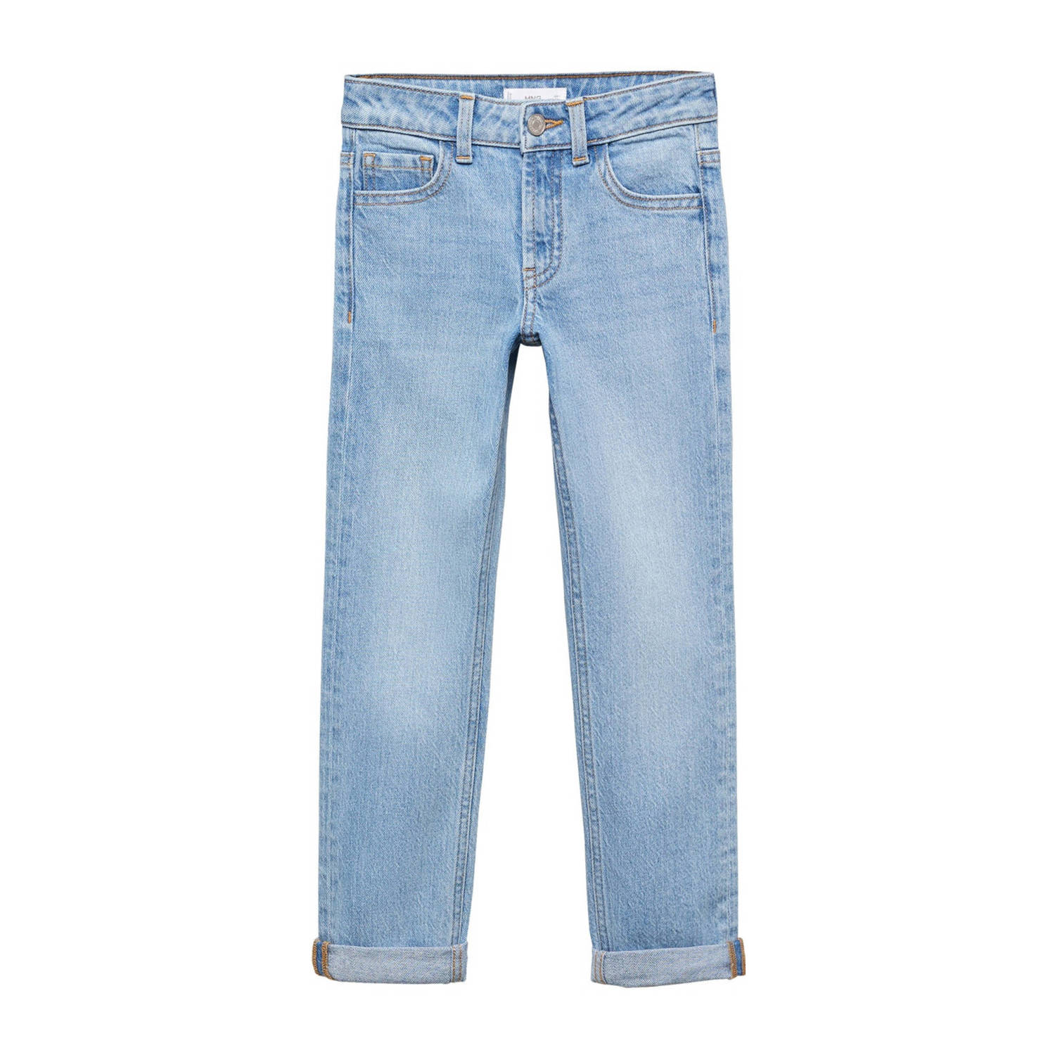 Mango Kids regular fit jeans changeant blauw Jongens Denim Effen 122