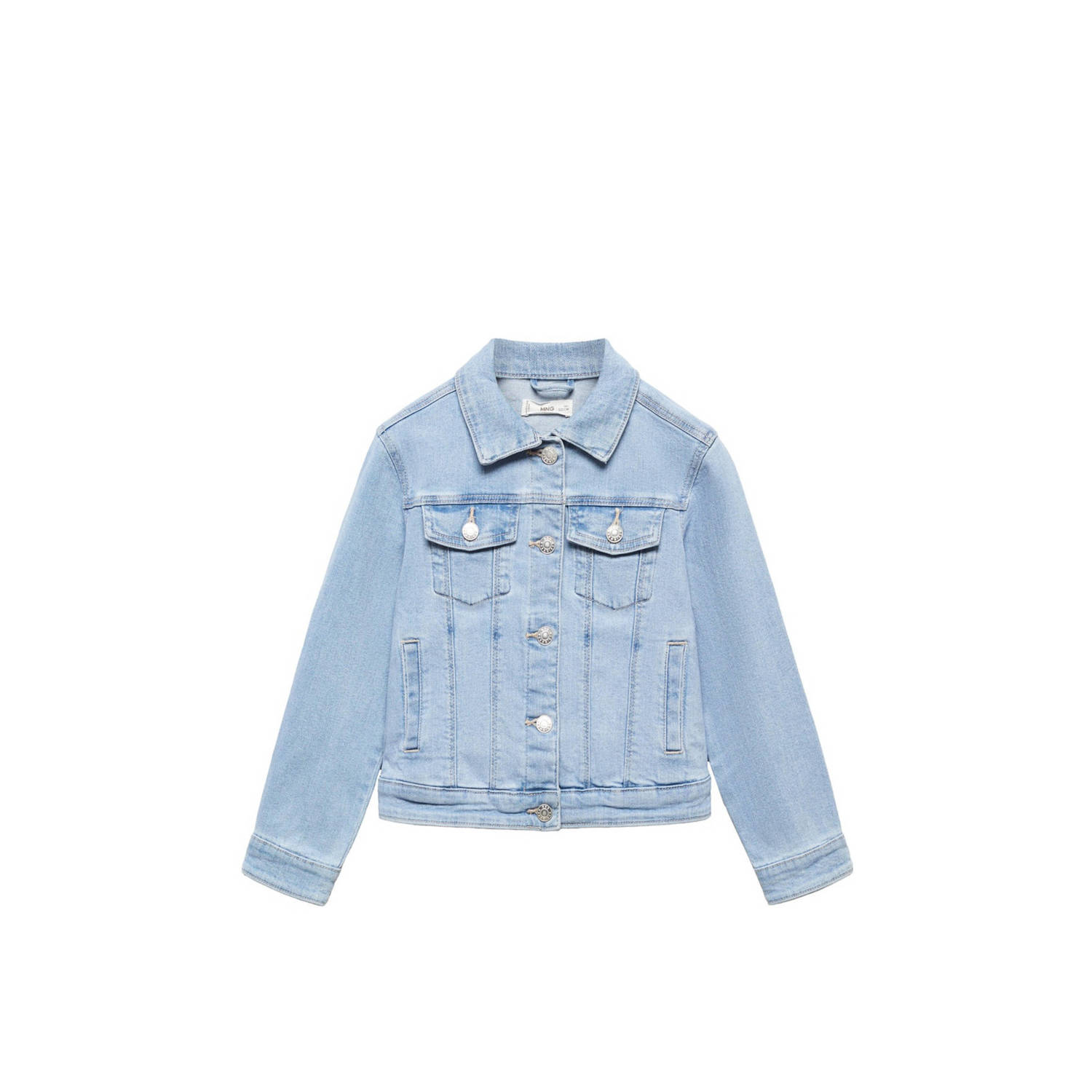 Mango Kids spijkerjas light blue denim Blauw Effen 140