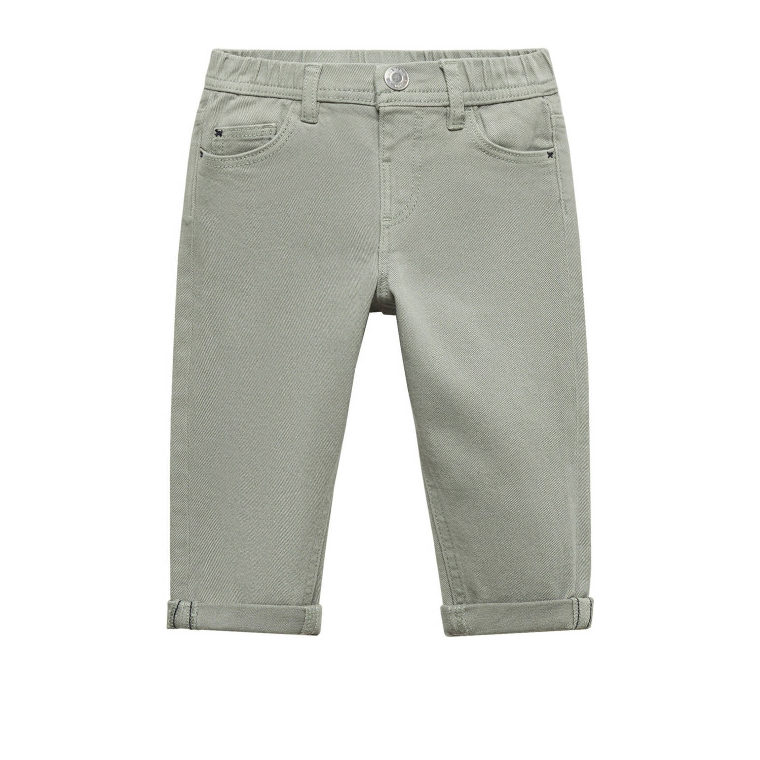 Mango Kids straight fit broek kaki Groen Jongens Katoen Effen 104