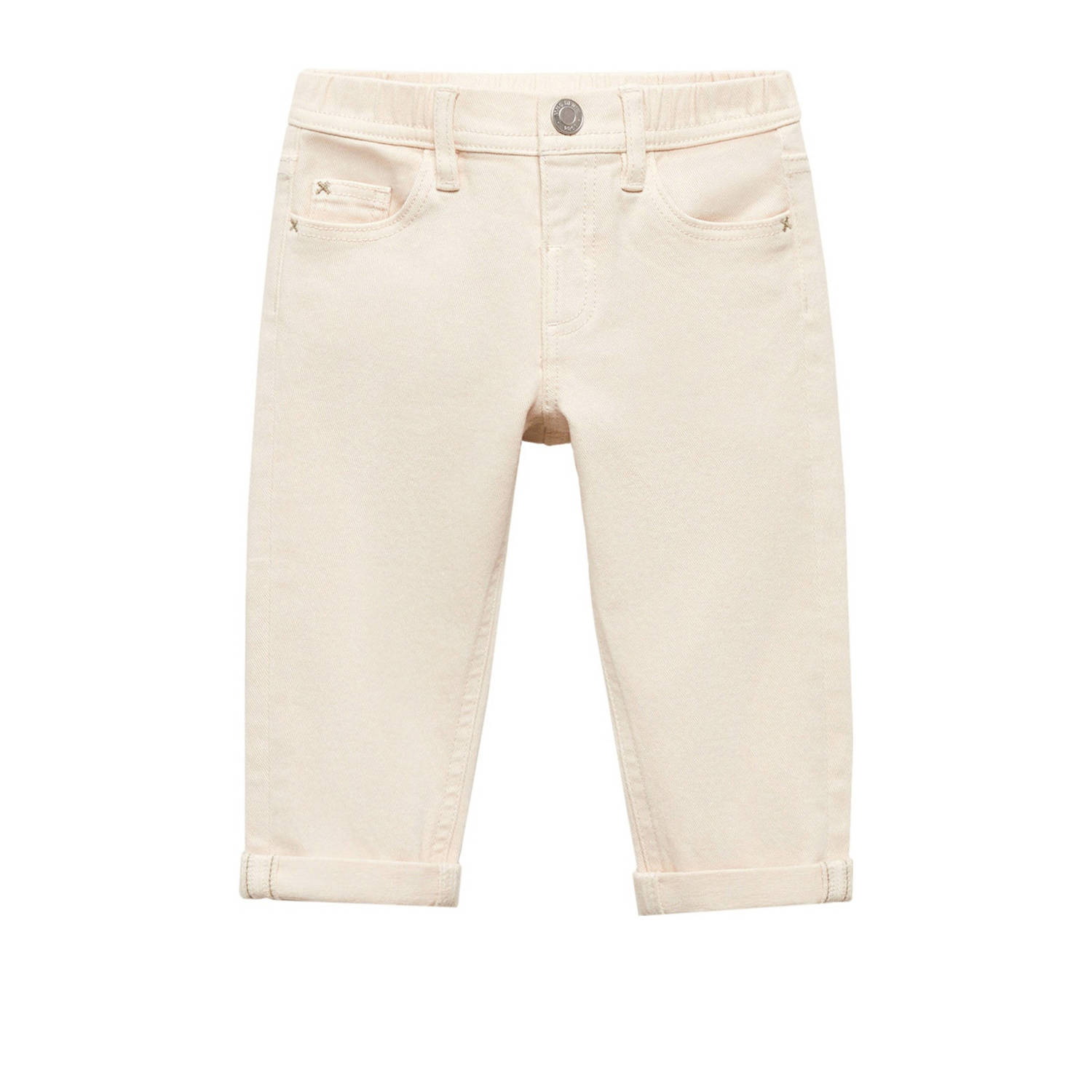 Mango Kids straight fit broek ecru Jongens Katoen Effen 104