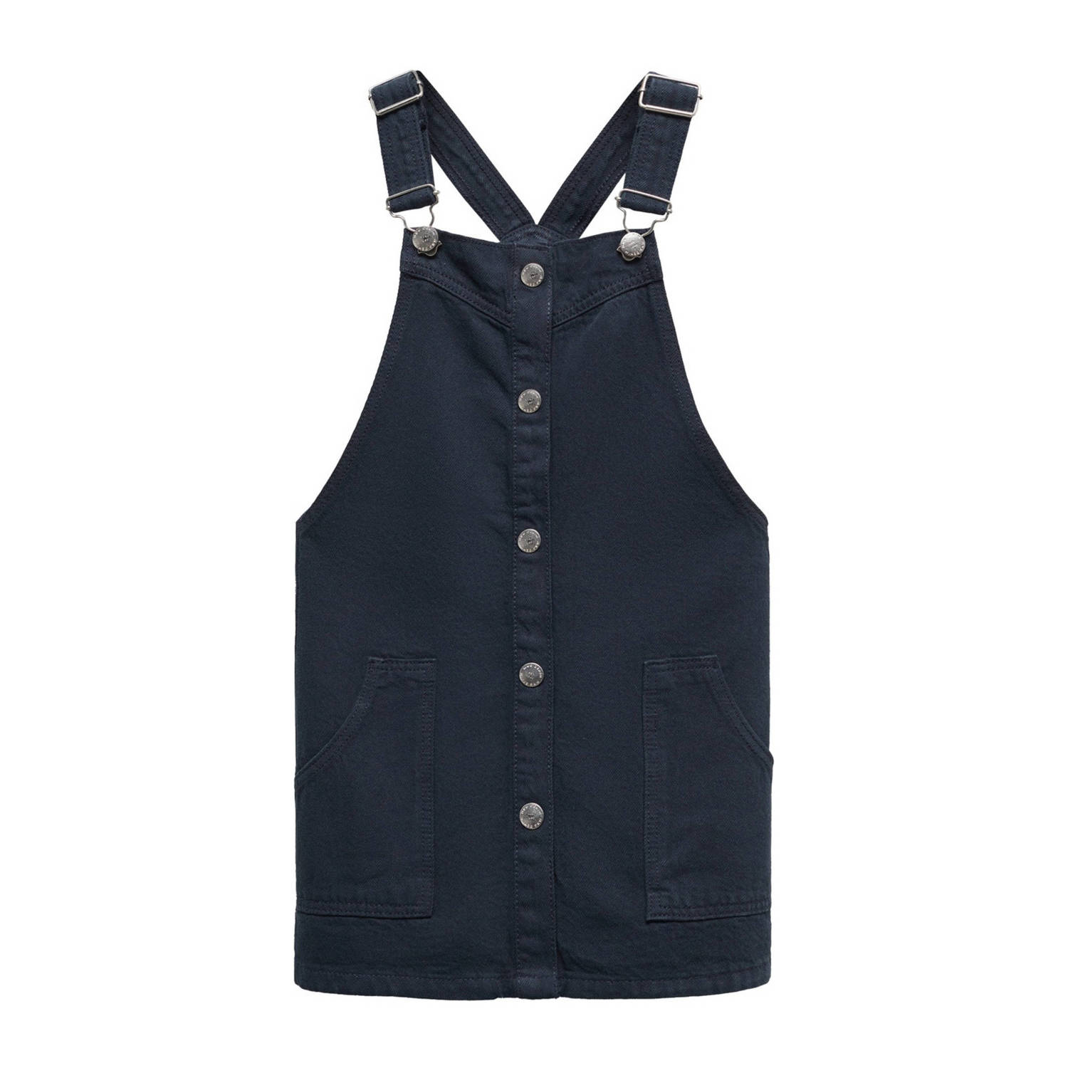 Mango Kids spijkerjurk donkerblauwe Meisjes Denim Vierkante hals Effen 122