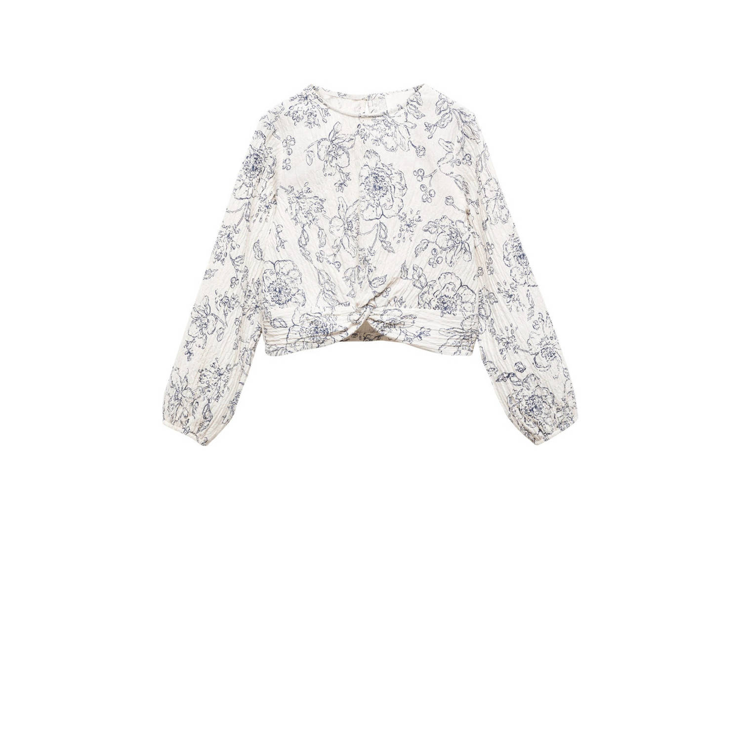 Mango Kids top met all over print wit blauw