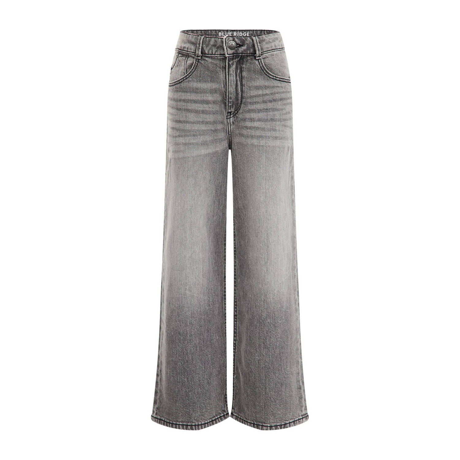 WE Fashion Blue Ridge high waist wide leg jeans grey denim Grijs Effen 122