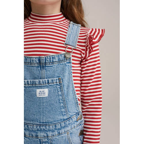 WE Fashion Blue Ridge relaxed fit tuinbroek medium blue denim afbeelding