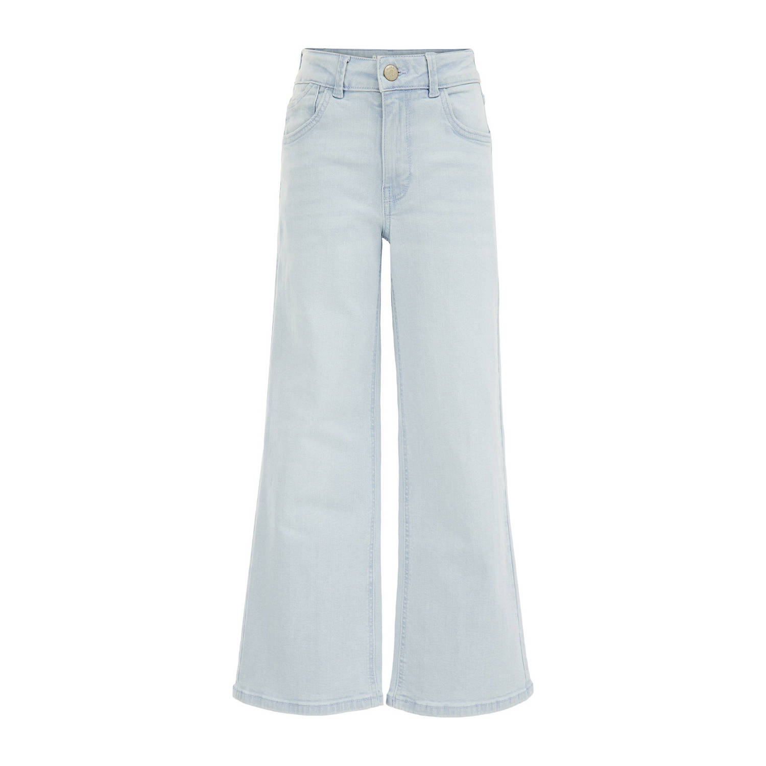 WE Fashion Blue Ridge wide leg jeans bleached denim Blauw Effen 128