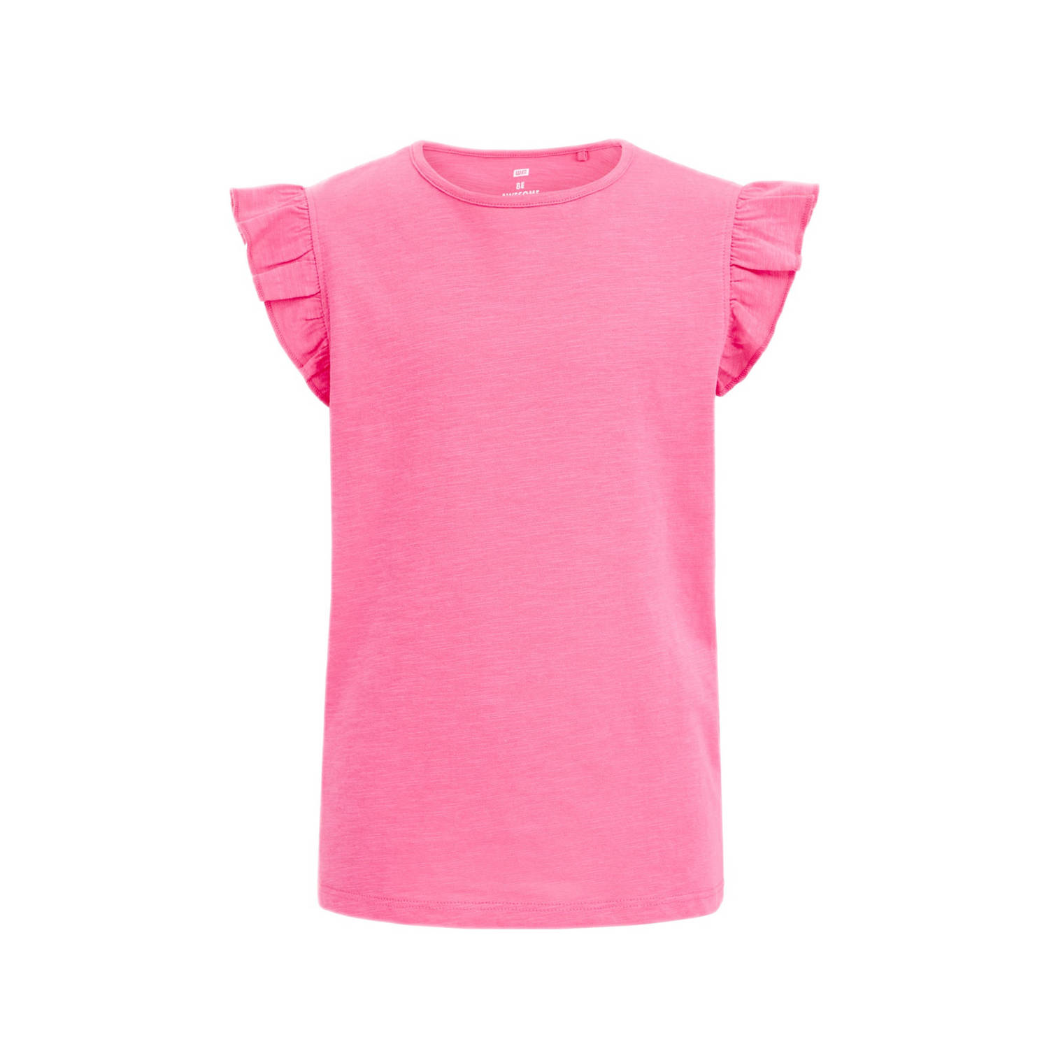 WE Fashion T-shirt roze Meisjes Katoen Ronde hals Effen 110 116