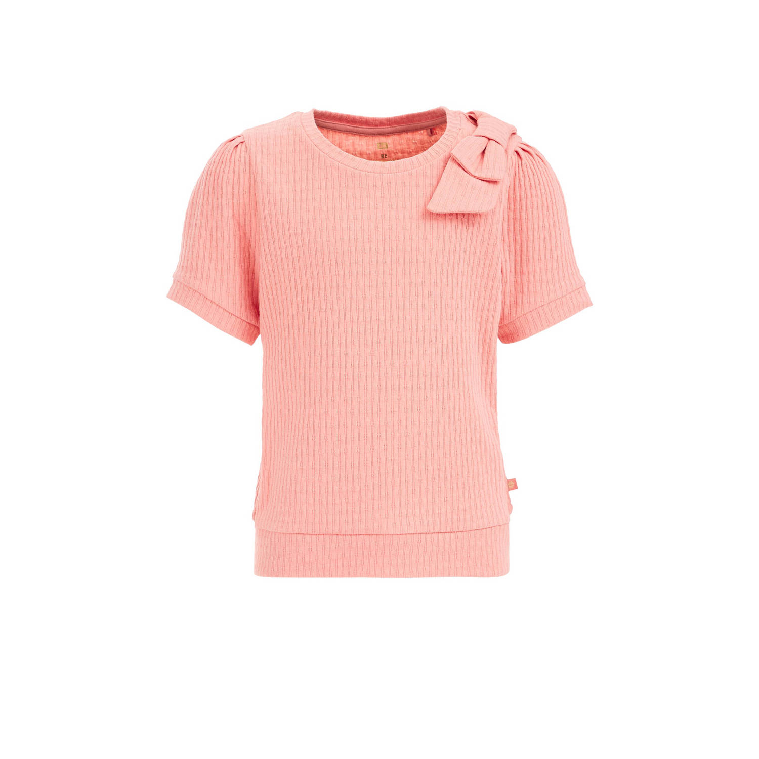 WE Fashion T-shirt zalm Roze Meisjes Katoen Ronde hals Effen 110 116