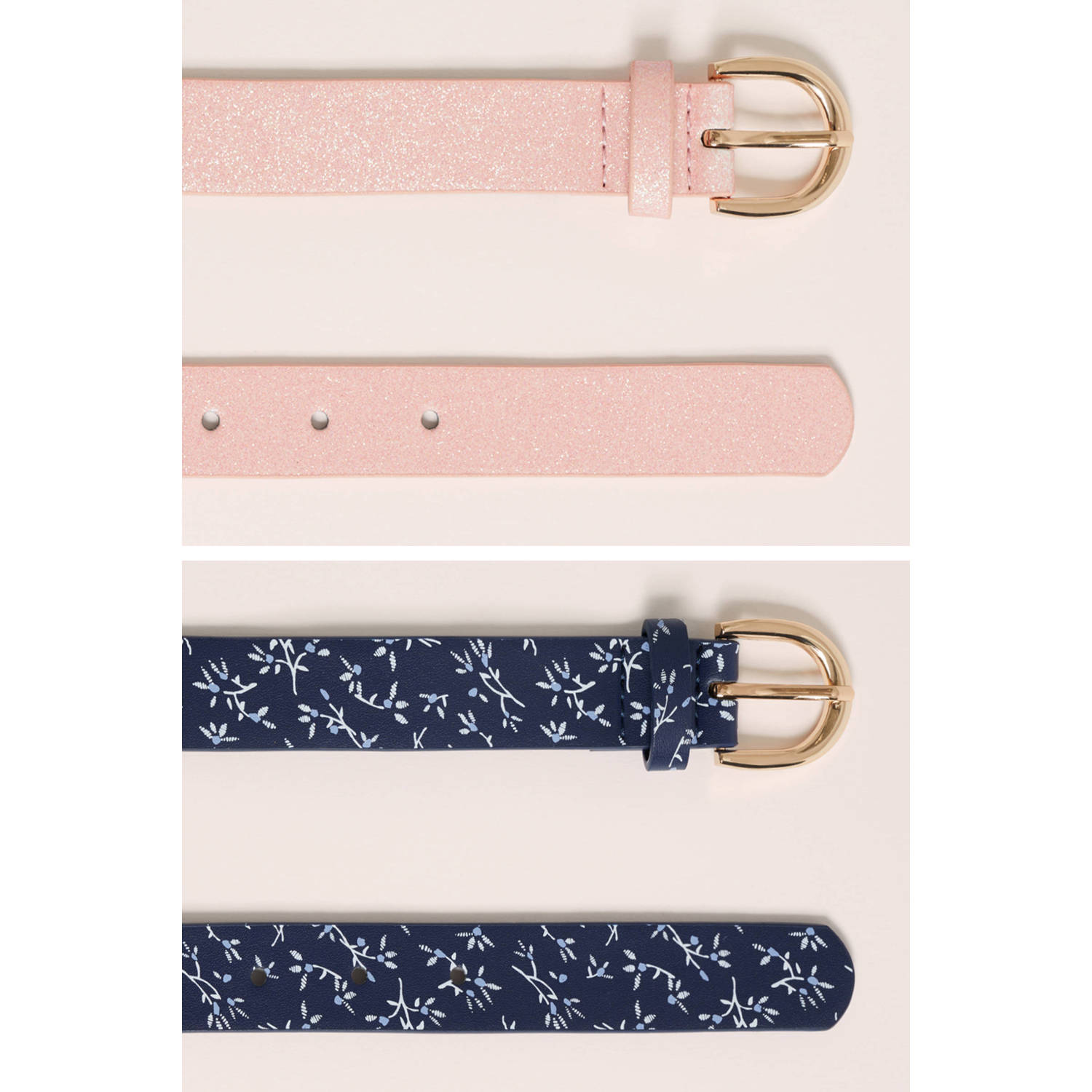WE Fashion riem set van 2 roze blauw