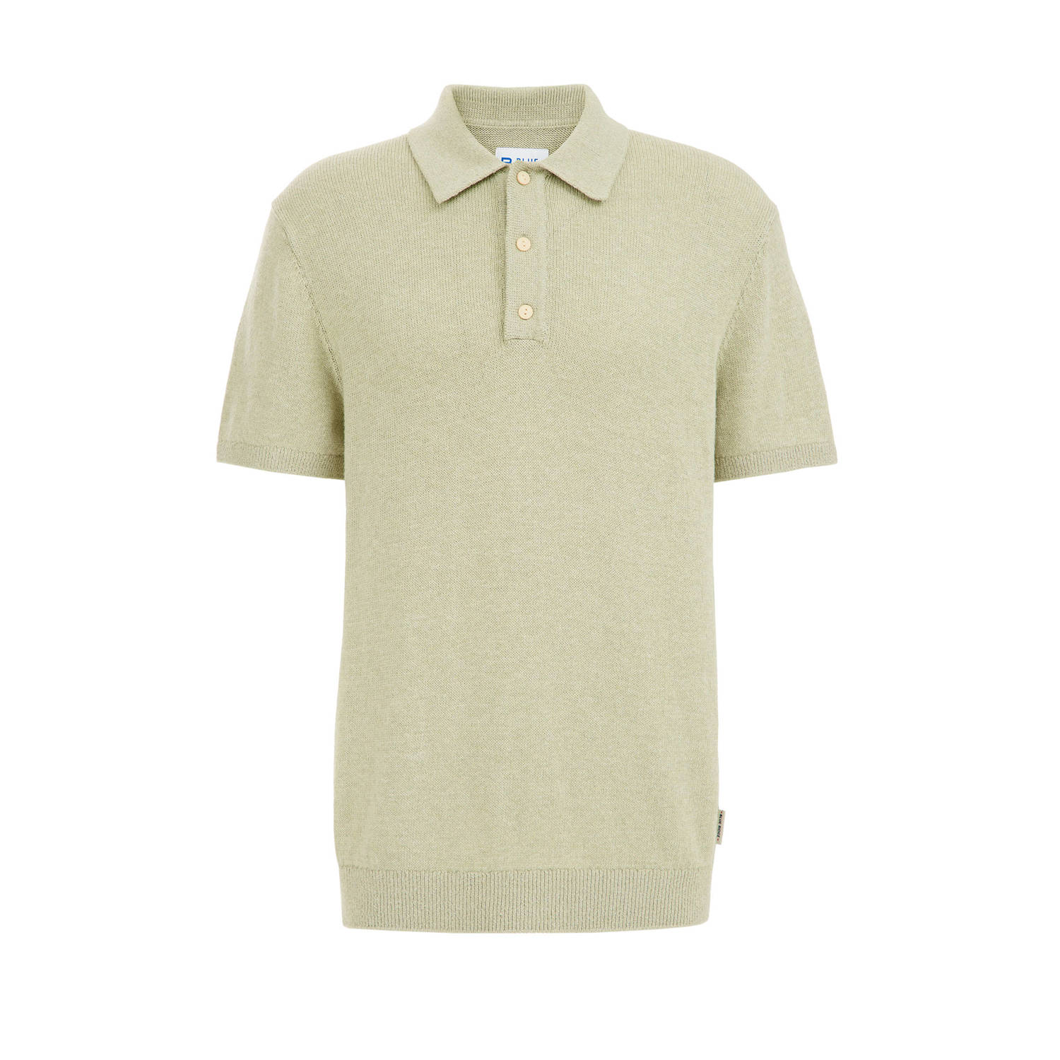 WE Fashion Blue Ridge fijngebreide regular fit polo met ingebreid patroon morning dew