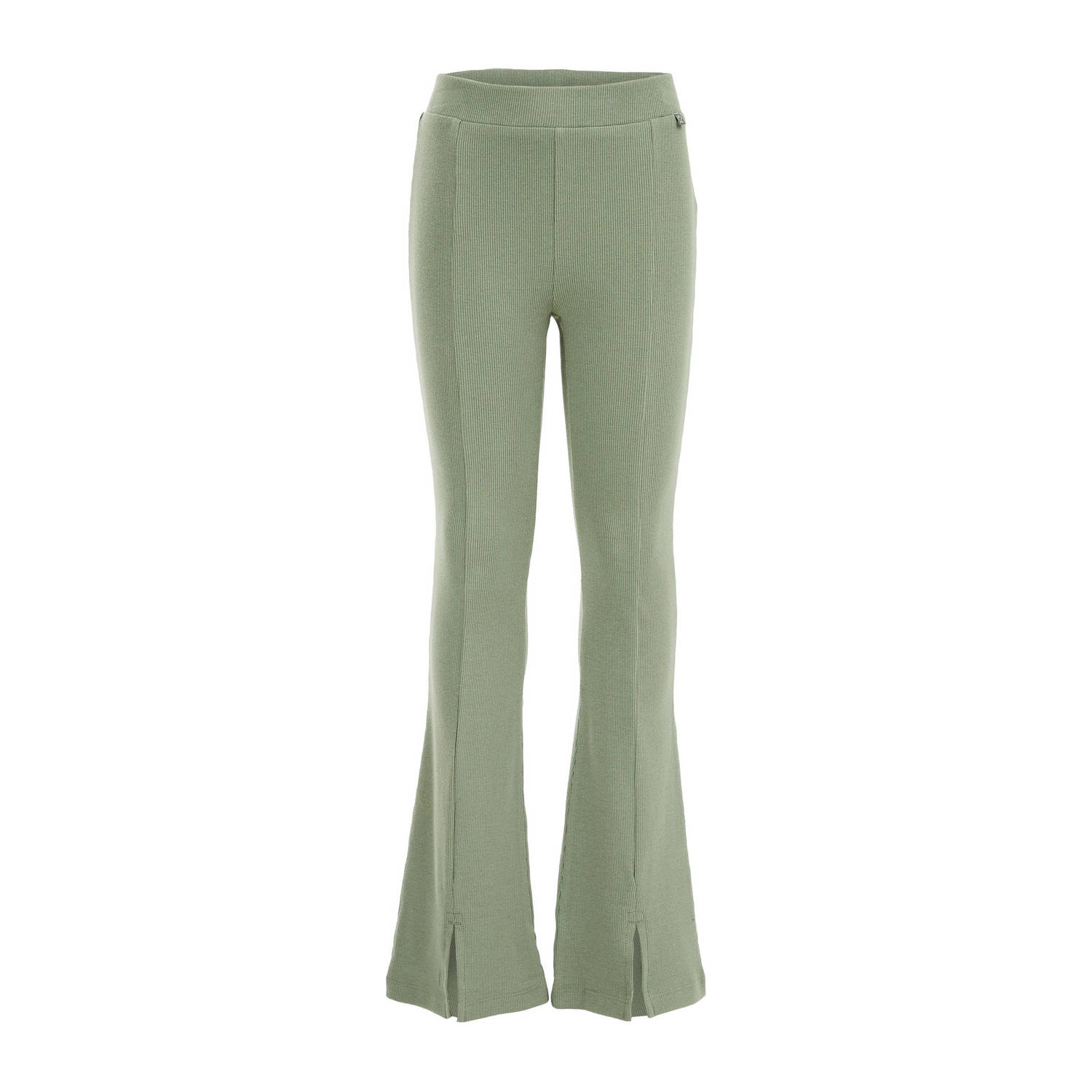 WE Fashion flared legging groen Meisjes Stretchkatoen Effen 122