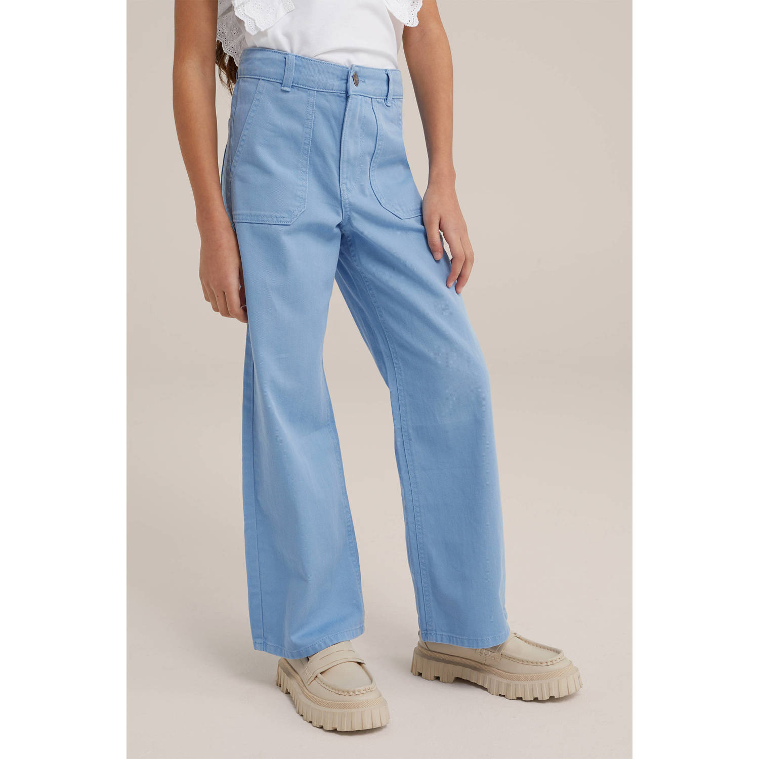 WE Fashion high waist wide leg jeans blauw