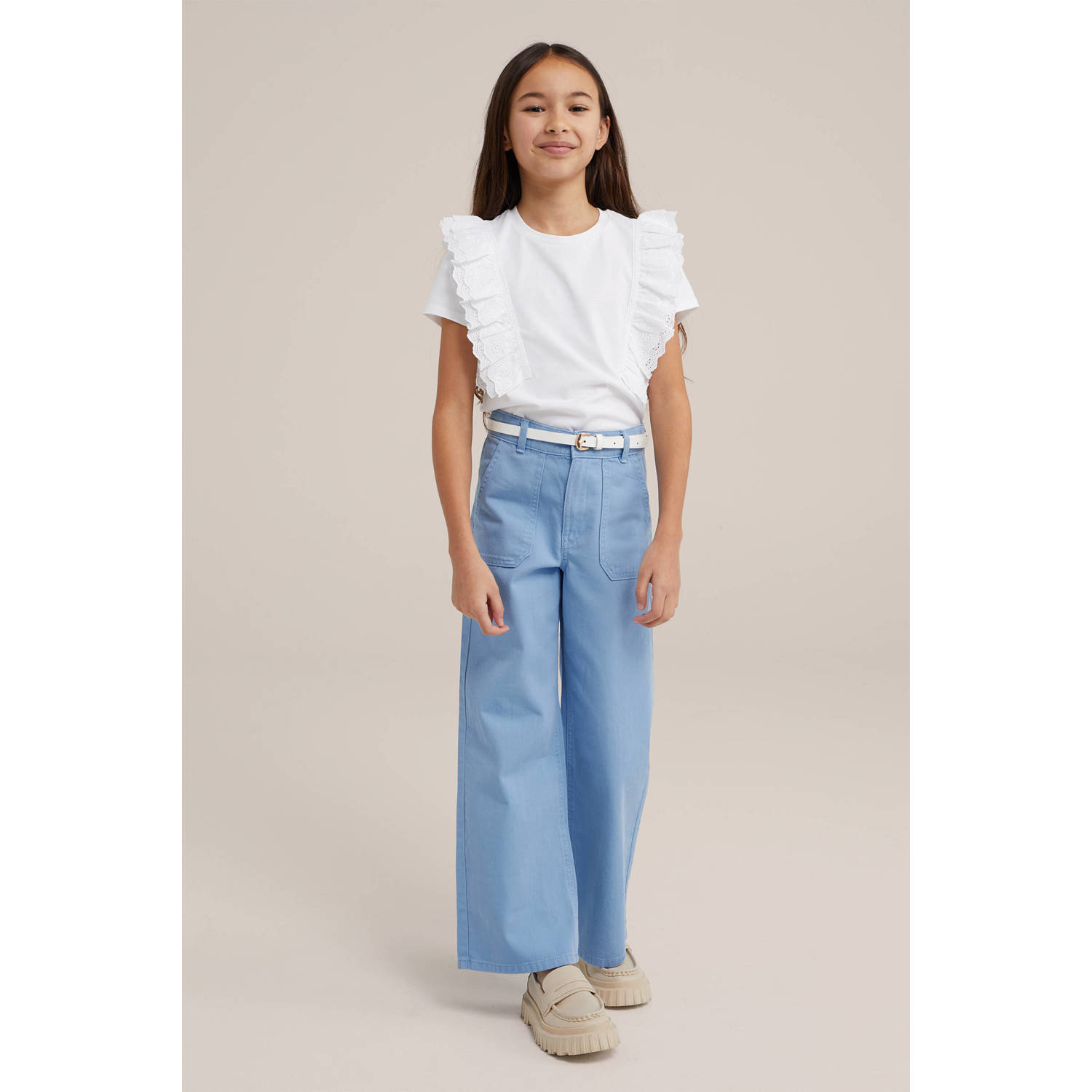 WE Fashion high waist wide leg jeans blauw