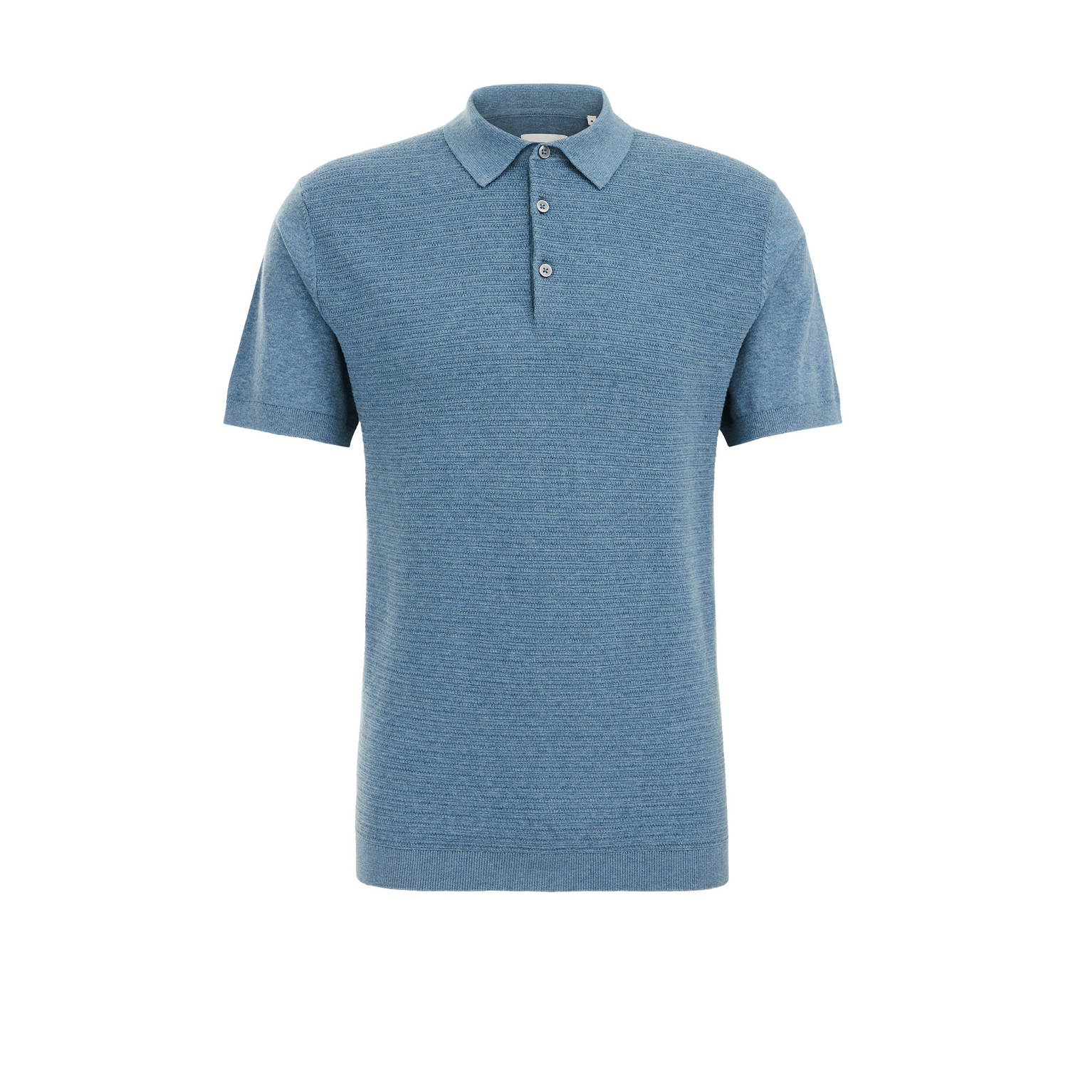 WE Fashion gemêleerde gebreide regular fit polo blue shadow