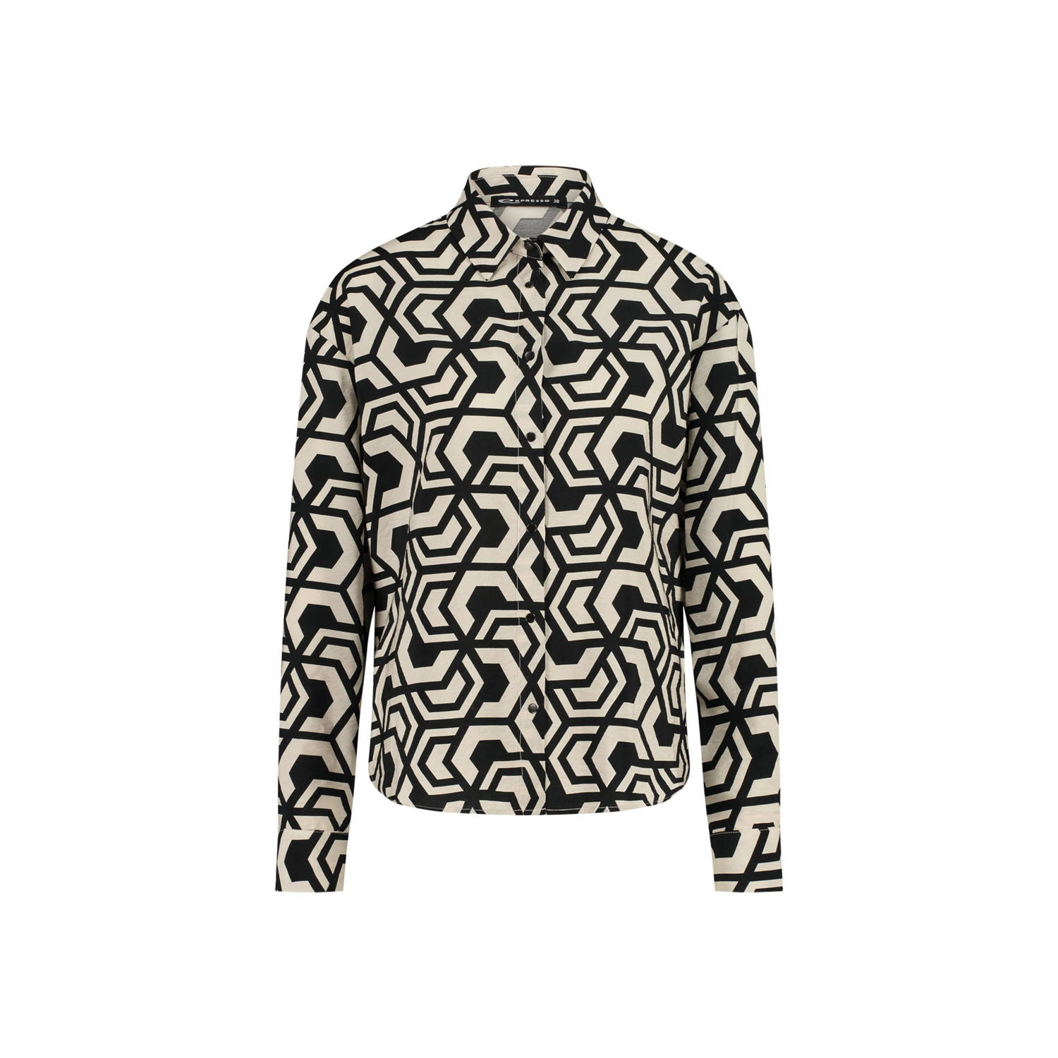 Expresso geweven blouse met grafische print zwart ecru