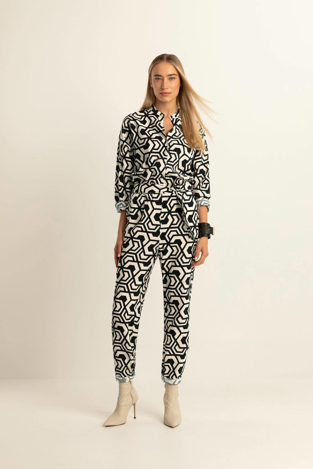 Expresso jumpsuit met grafische print zwart wehkamp