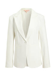 thumbnail: Witte dames Ruby getailleerde blazer van polyester met effen, lange mouwen, reverskraag, knoopsluiting en schoudervulling