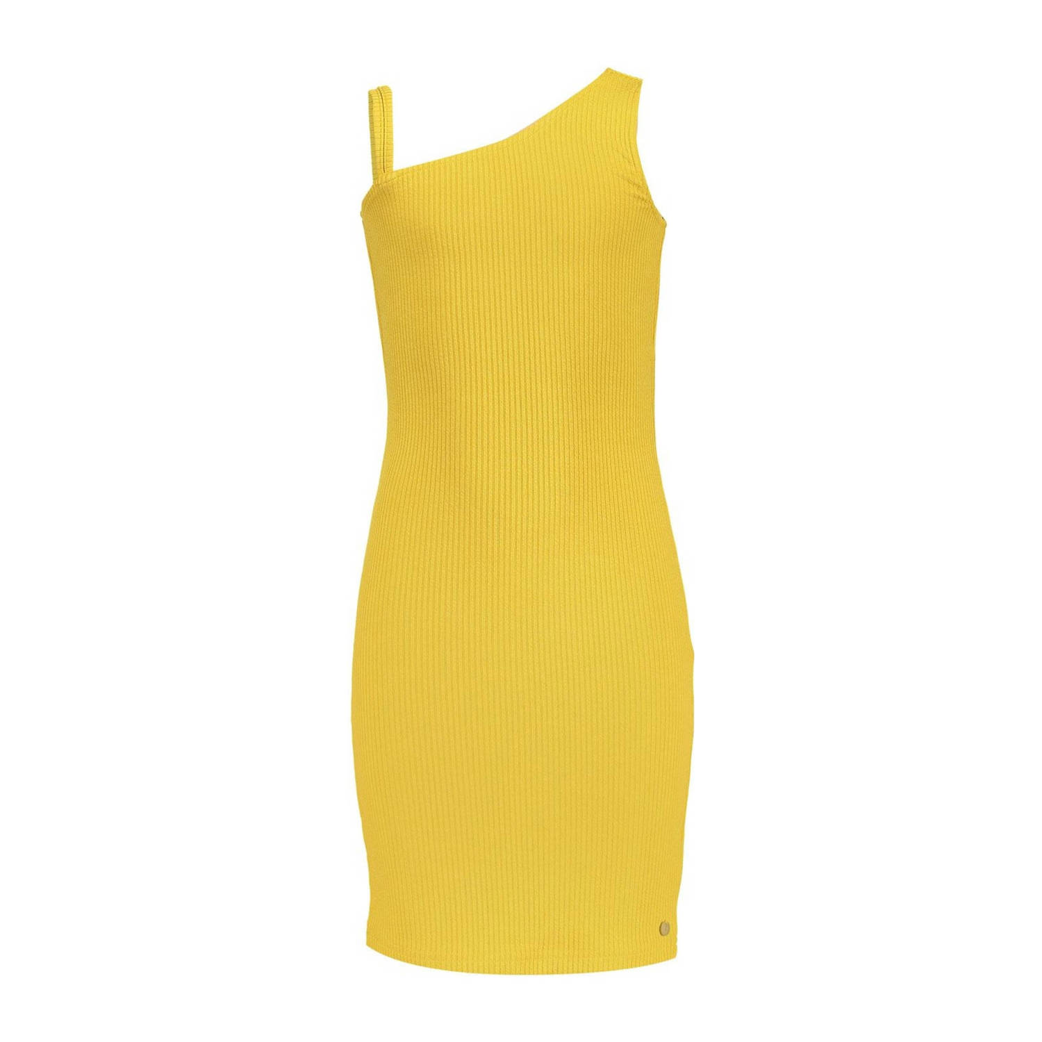 Frankie&Liberty jurk geel Meisjes Polyester Ronde hals Effen 188