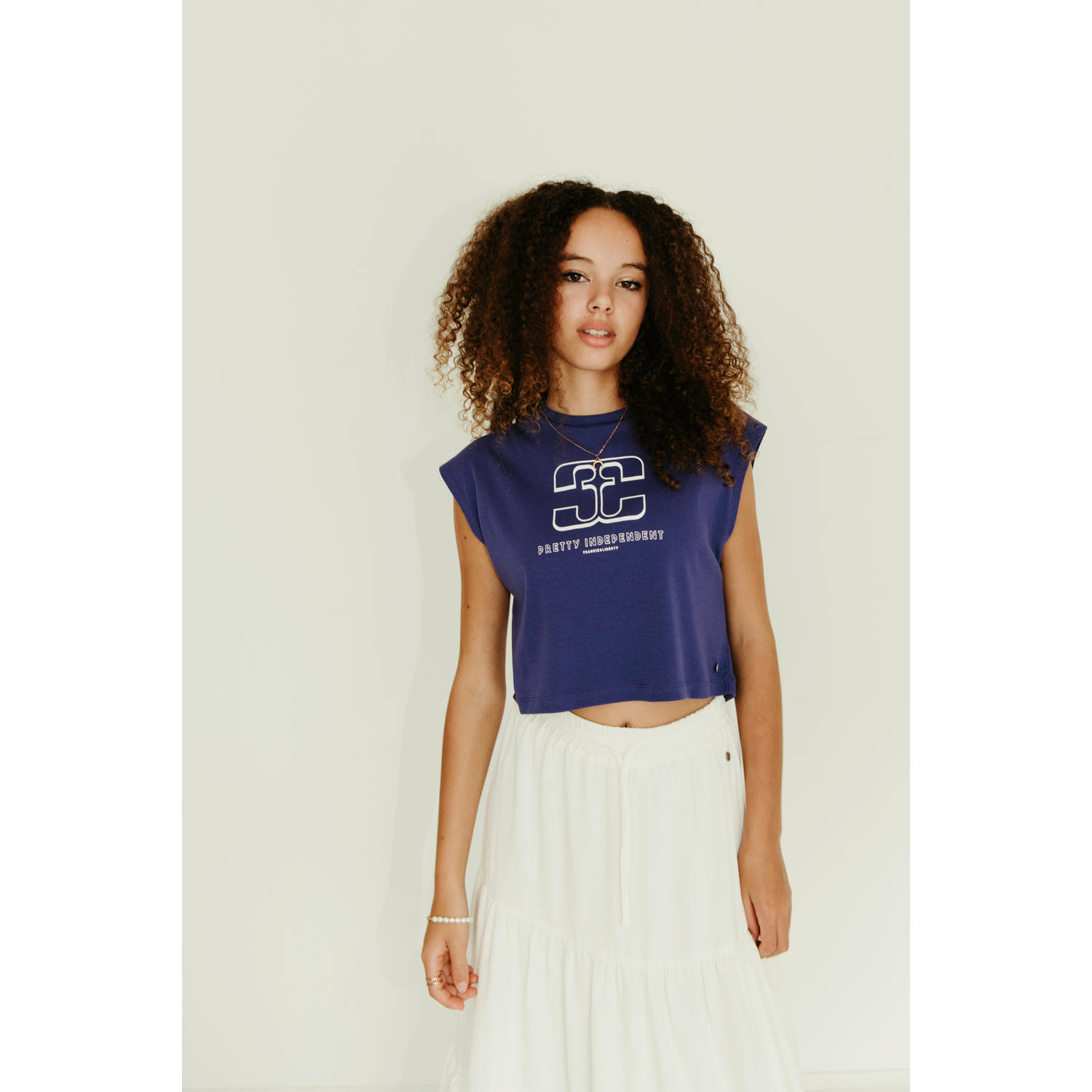 Frankie&Liberty T-shirt blauw Meisjes Katoen Ronde hals Effen 176