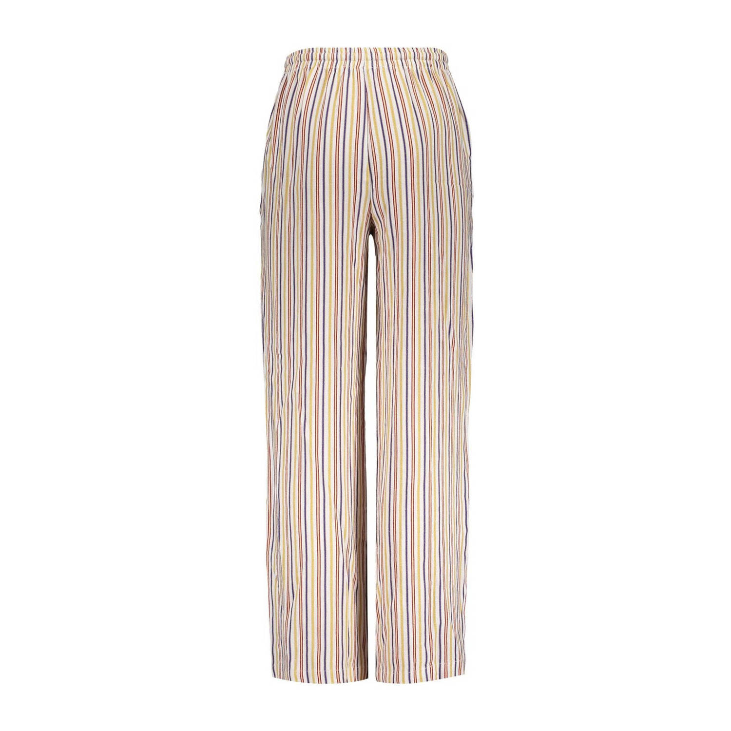 Frankie&Liberty gestreepte straight fit broek roze paars wit