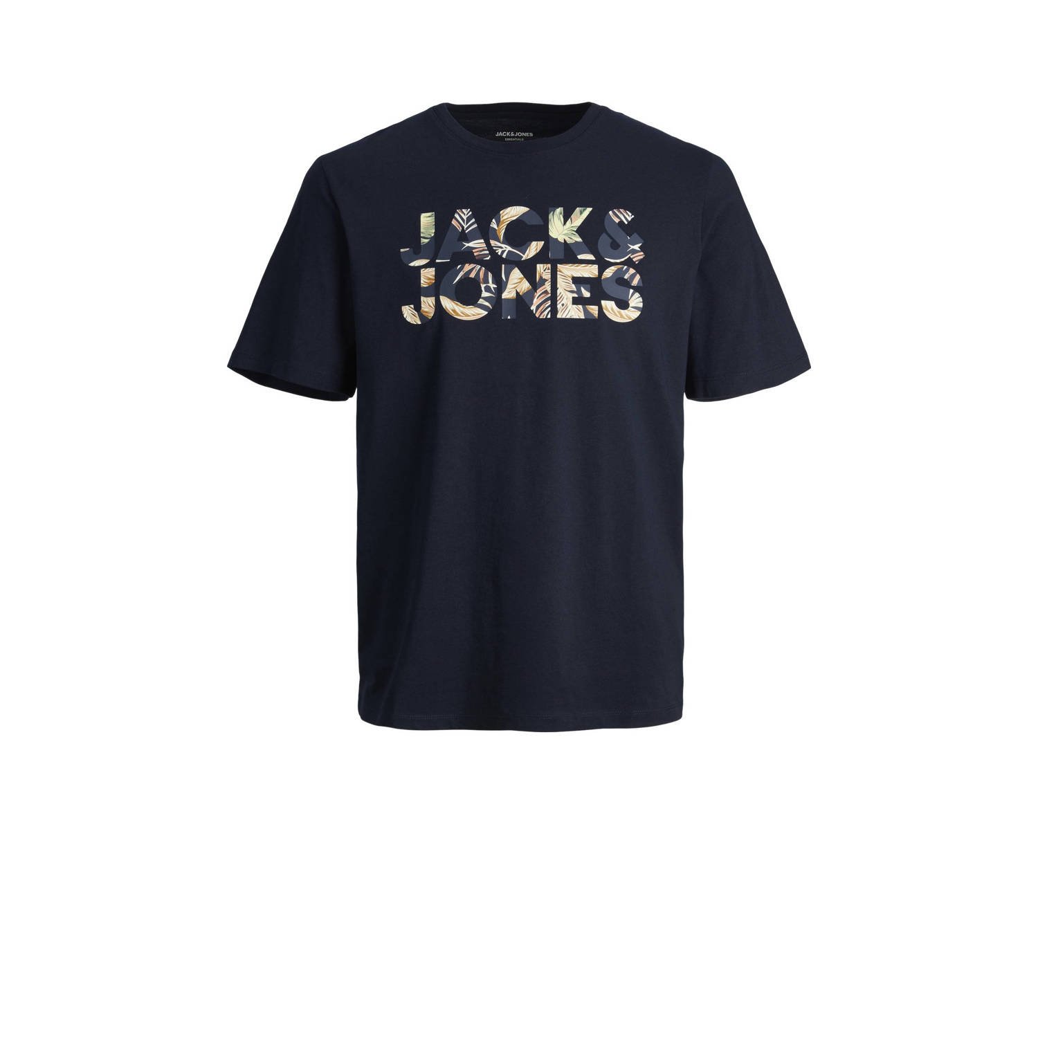 Jack & jones JUNIOR T-shirt JJEJEFF CORP met logo donkerblauw Jongens Biologisch katoen Ronde hals 116