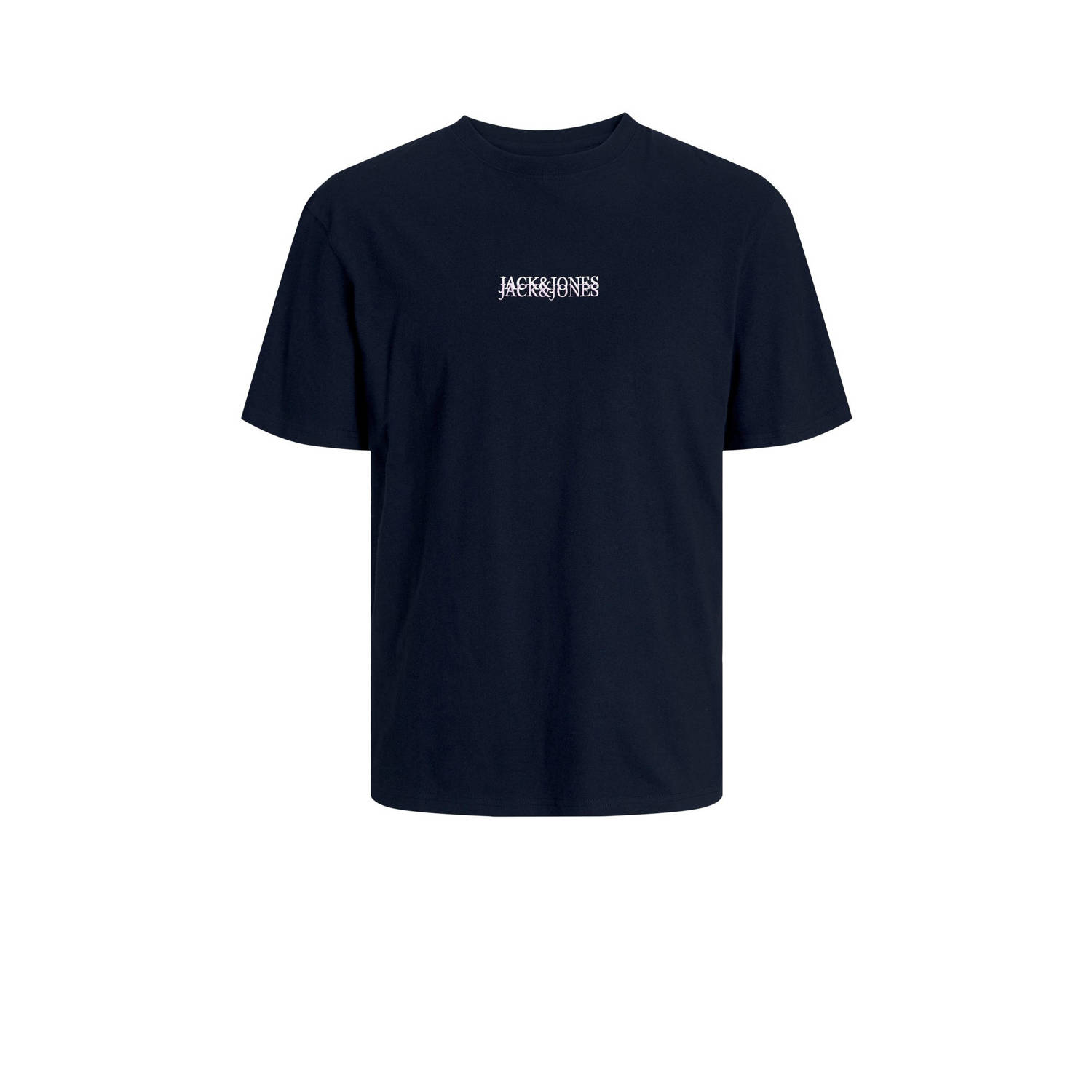 Jack & jones JUNIOR T-shirt JORLAFAYETTE met tekst donkerblauw Jongens Katoen Ronde hals 140