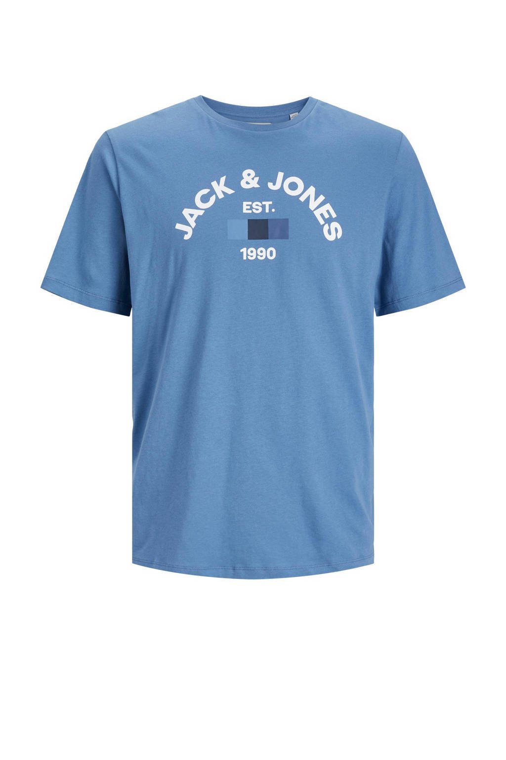 T-shirt JACTHEO met logo hemelsblauw