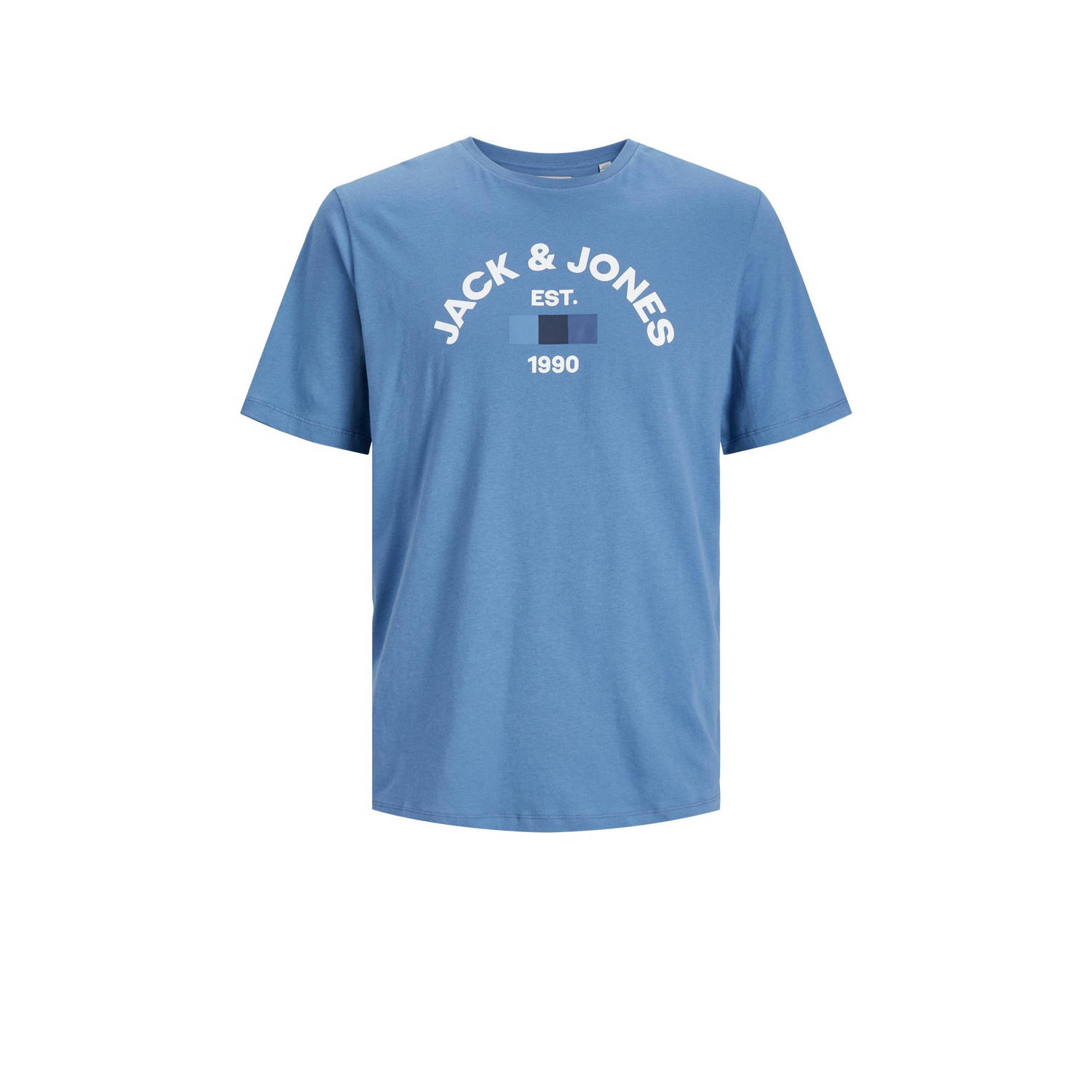Jack & jones JUNIOR T-shirt JACTHEO met logo hemelsblauw Jongens Katoen Ronde hals 164
