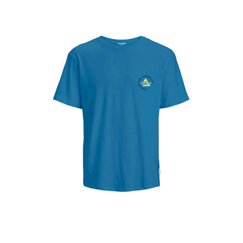 JACK & JONES JUNIOR T-shirt JCOFAST met printopdruk blauw