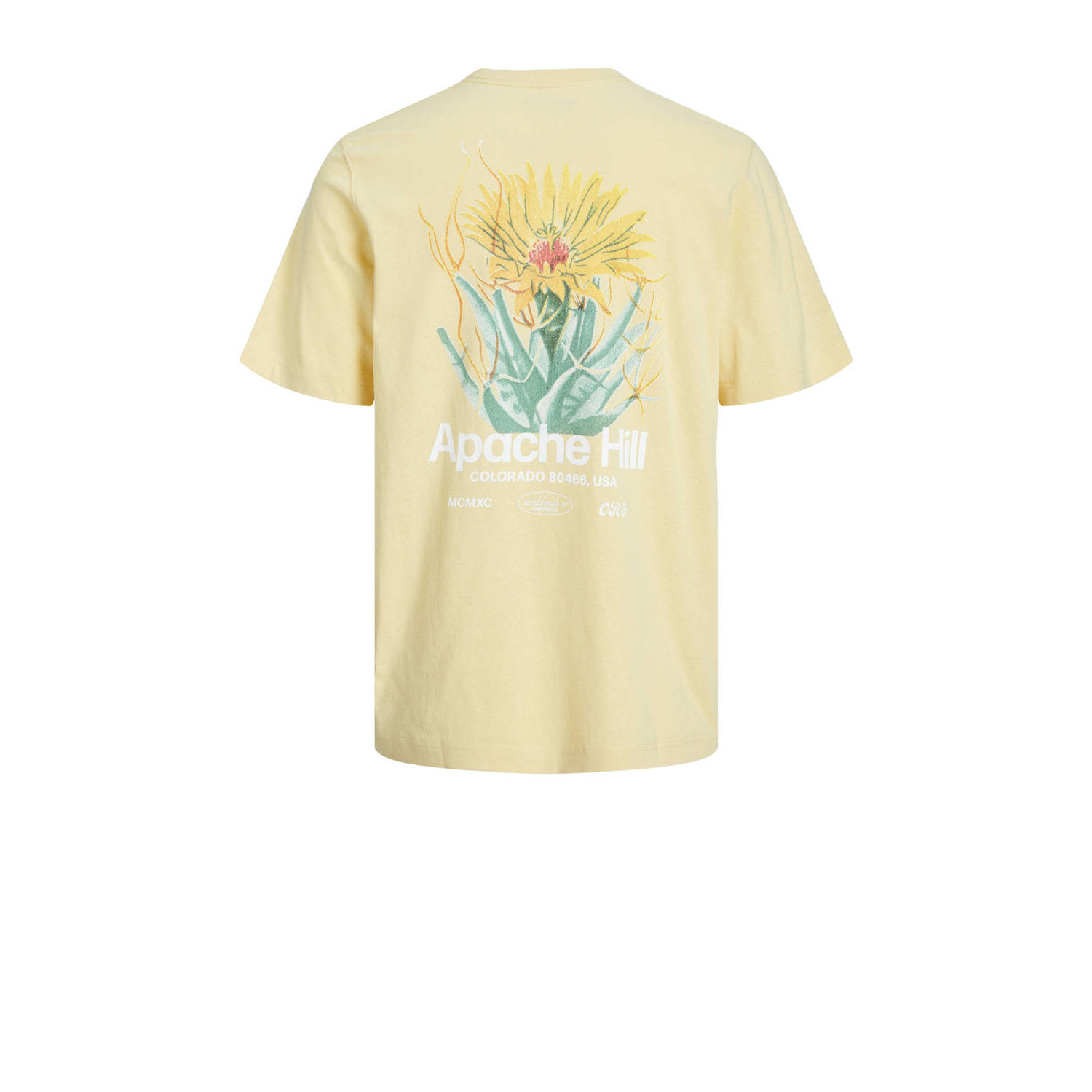 JACK & JONES JUNIOR T-shirt JORCASABLANCA met backprint lichtgeel
