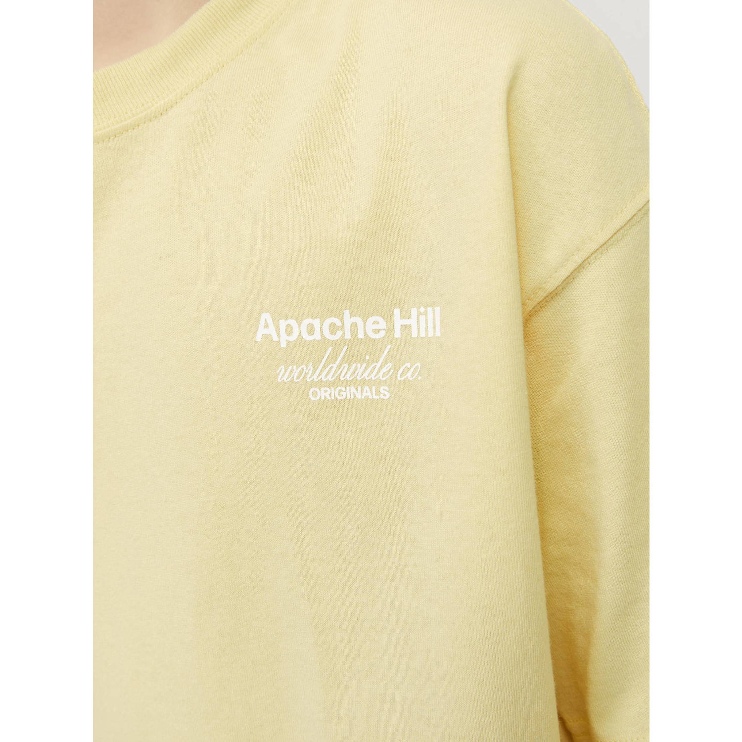JACK & JONES JUNIOR T-shirt JORCASABLANCA met backprint lichtgeel