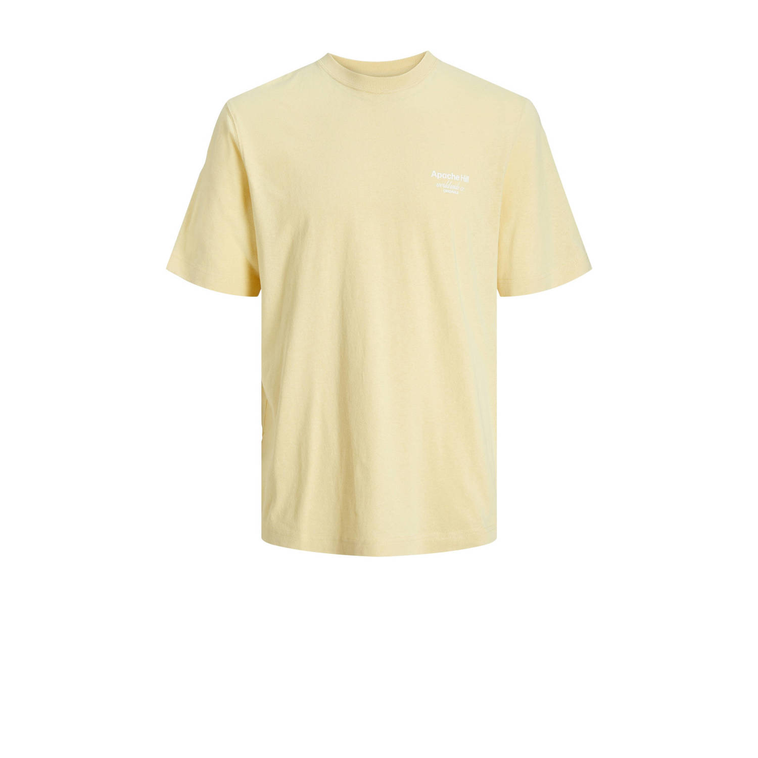 Jack & jones JUNIOR T-shirt JORCASABLANCA met backprint lichtgeel Jongens Katoen Ronde hals 128