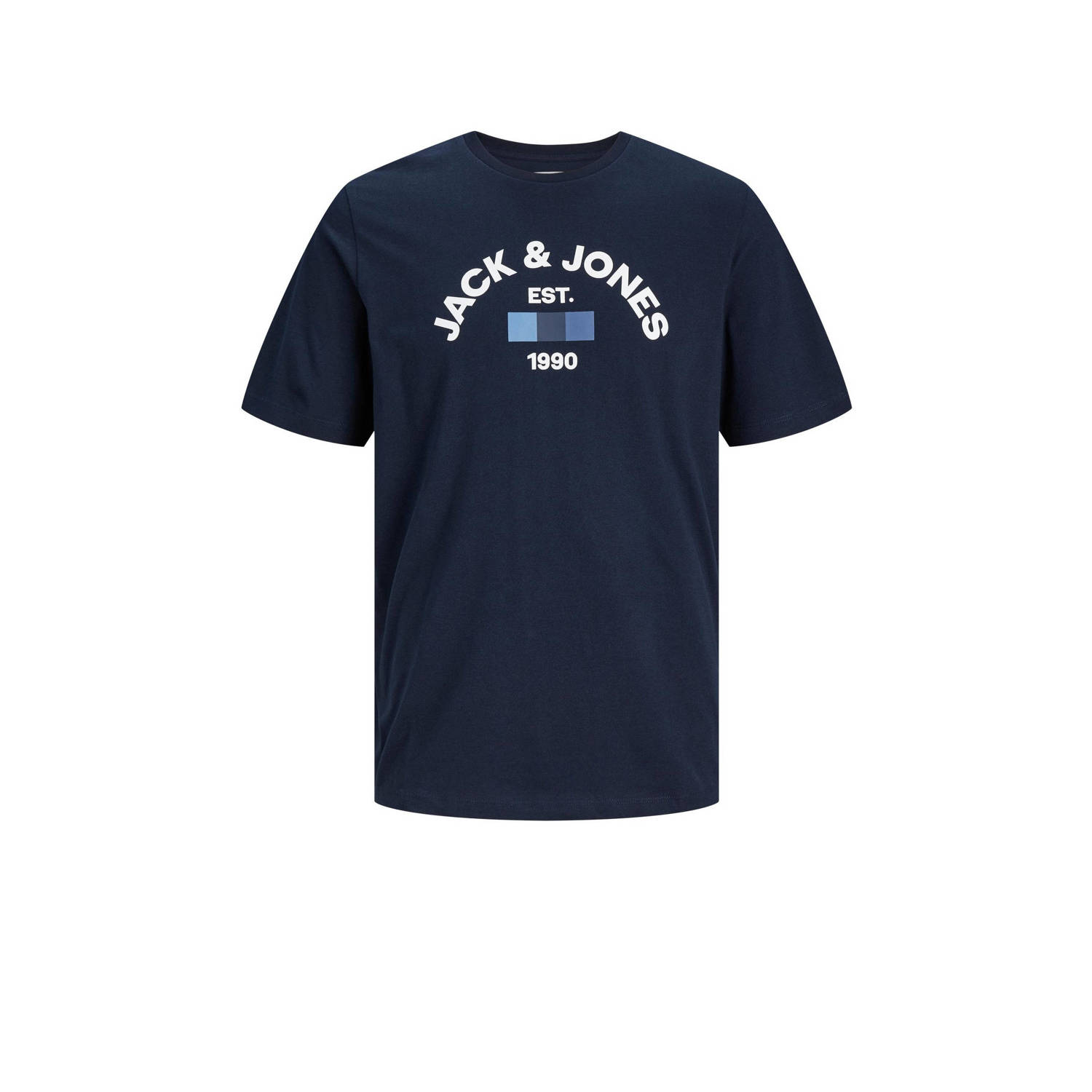 Jack & jones JUNIOR T-shirt JACTHEO met logo donkerblauw Jongens Katoen Ronde hals 128