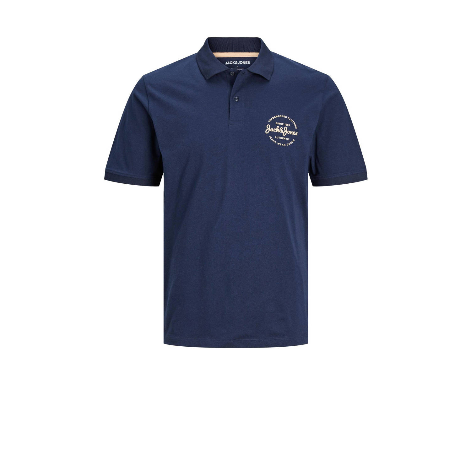 Jack & jones JUNIOR polo JJFOREST met printopdruk donkerblauw Jongens Katoen Polokraag 128