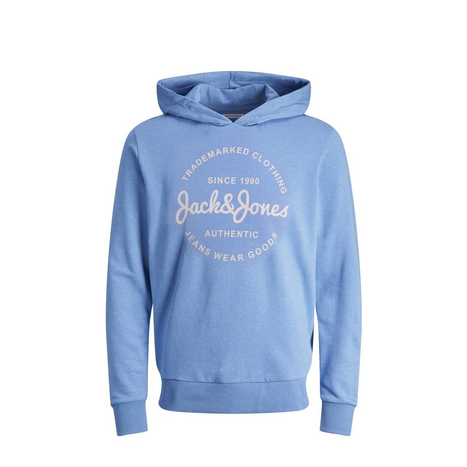 Jack & jones JUNIOR hoodie JJFOREST met logo lichtblauw Sweater Logo 116