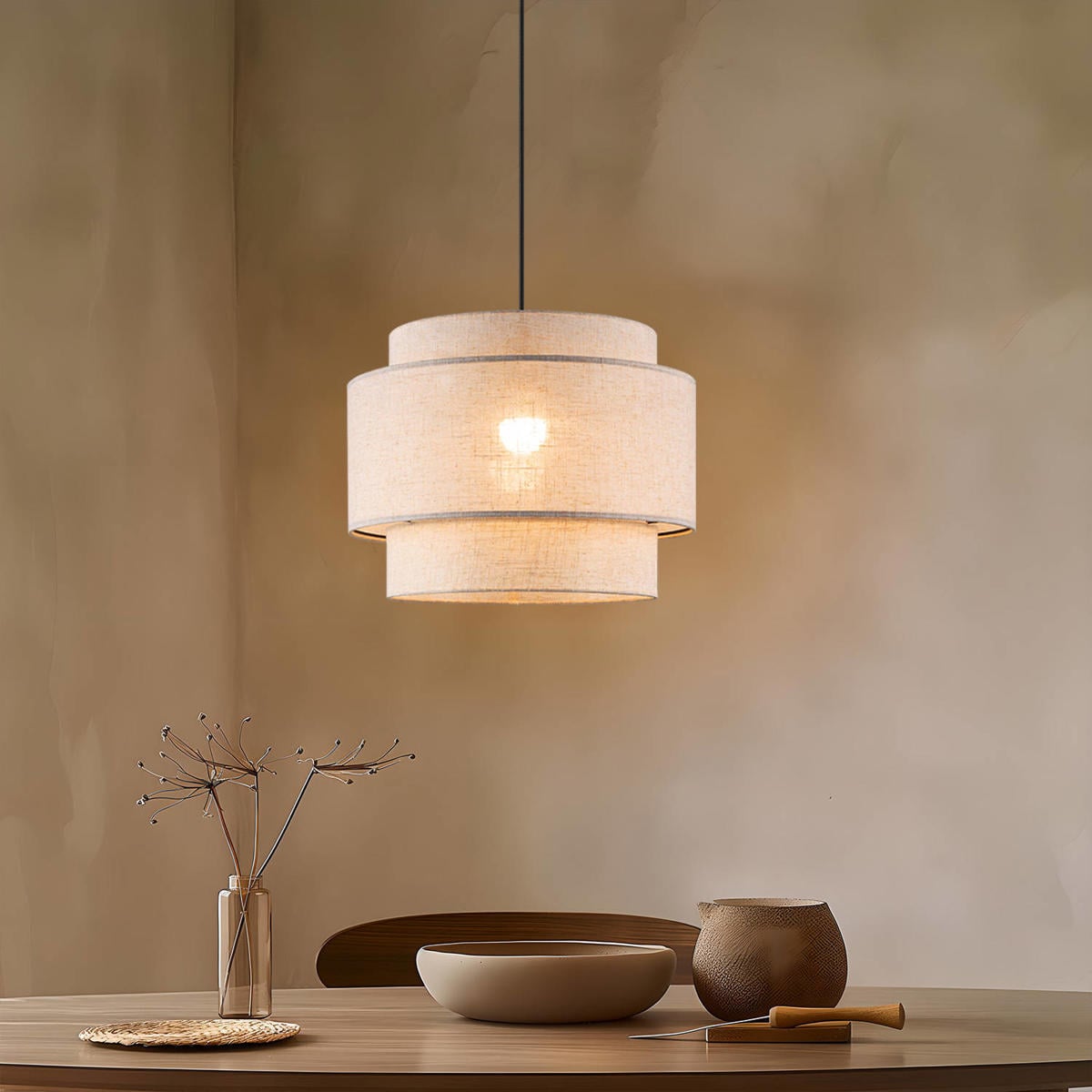 Atmosphera Myha Lampe pendante - diamètre 45 cm - Corde naturelle - E27