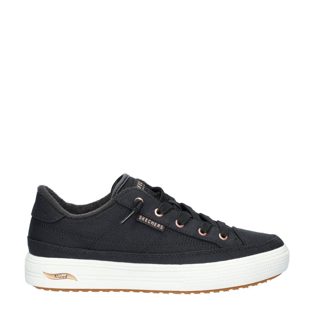 Zwarte dames Skechers Arch Fit Arcade sneakers van textiel met veters