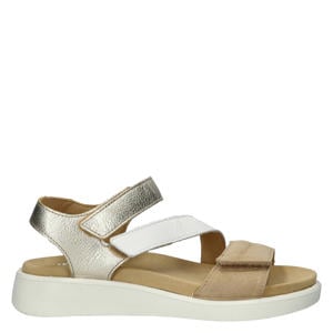 leren sandalen beige/goud