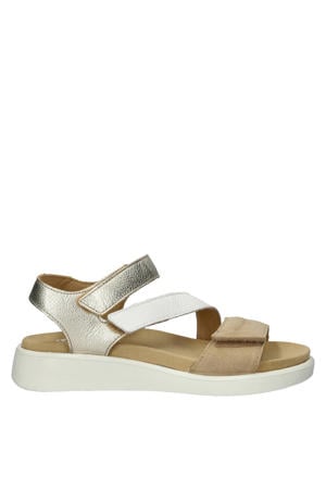 leren sandalen beige/goud