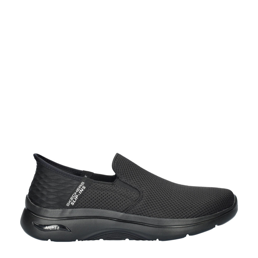 Zwarte heren Skechers Hands Free Slip-Ins Go Walk Arch Fit 2.0 slip-on sneakers van nylon met effen