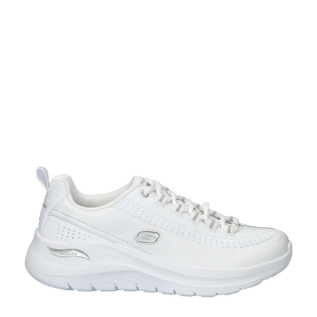 Witte dames Skechers Arch Fit 2.0 Star Bound leren sneakers met veters