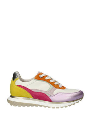   leren sneakers oranje/wit/lila