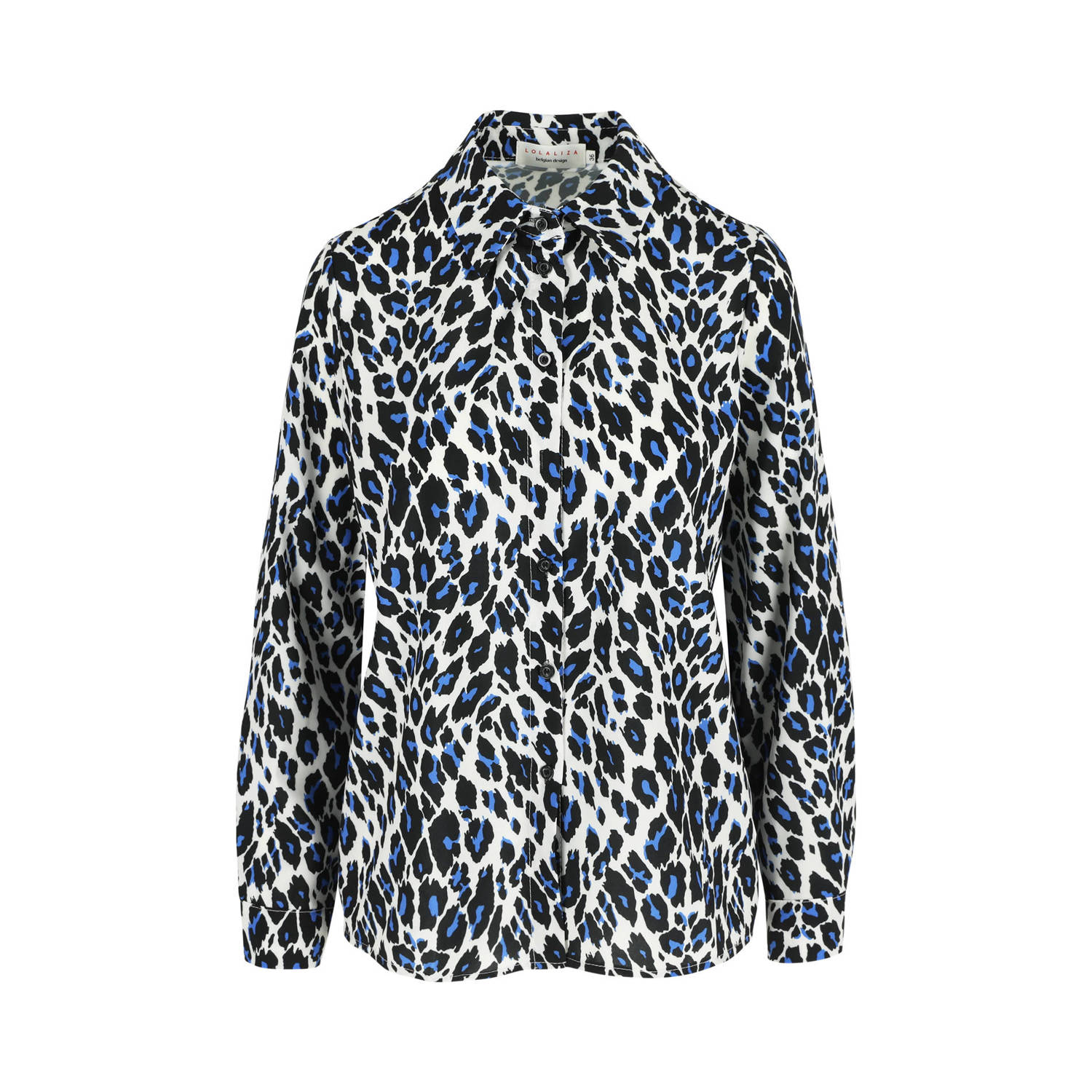 LOLALIZA blouse met dierenprint zwart ecru blauw