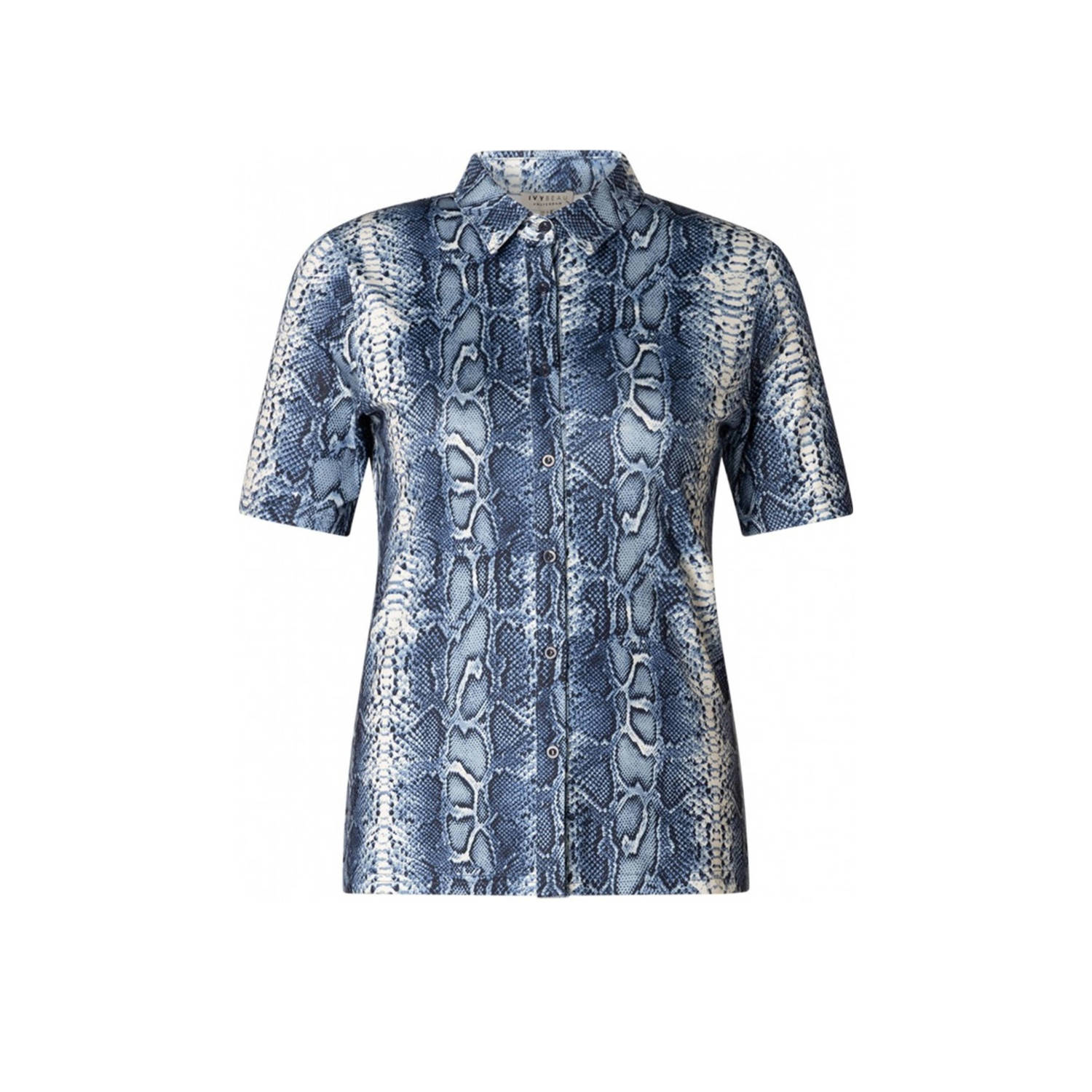 Ivy Beau blouse van travelstof blauw