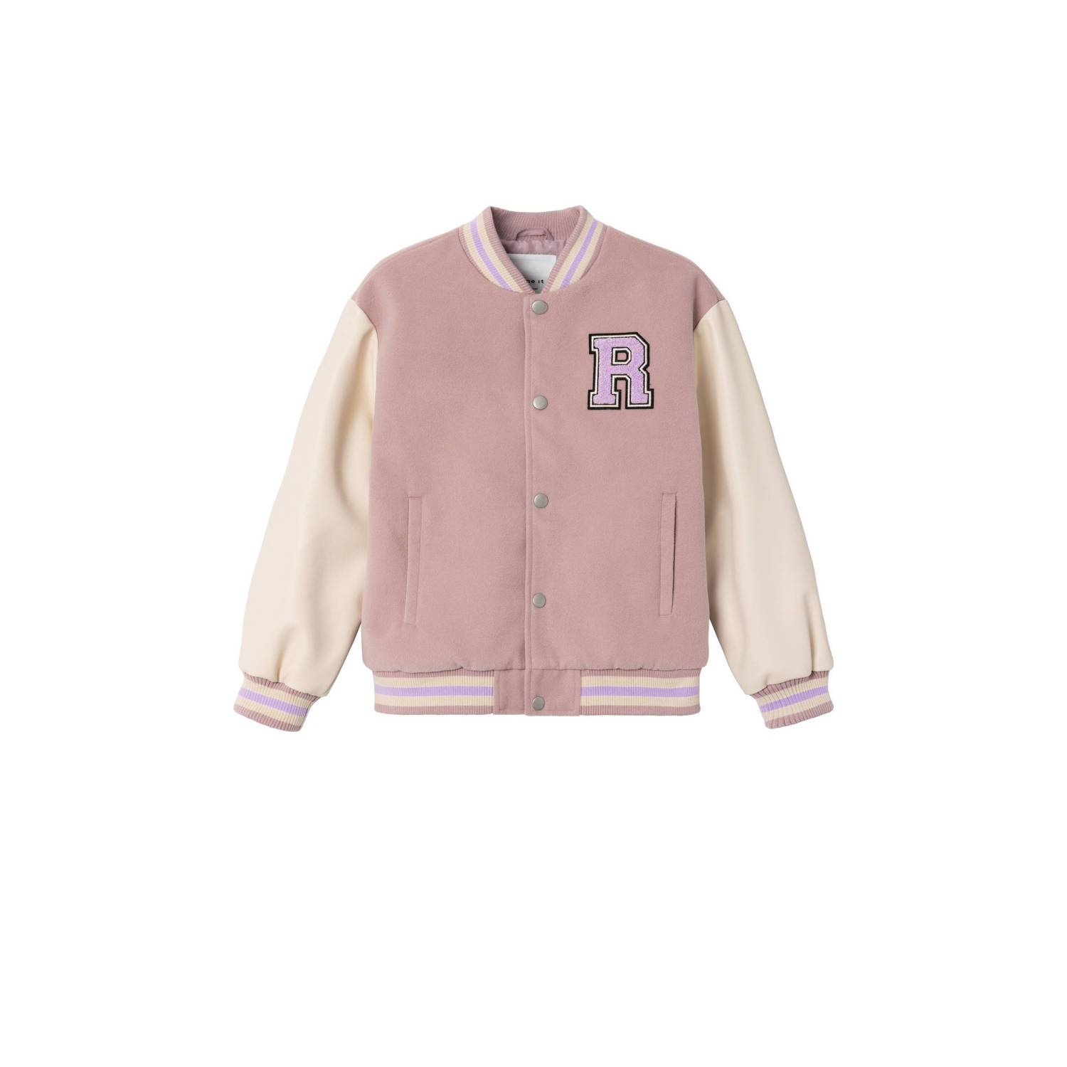 Name it KIDS bomberjack zomer NKFMOMBY roze ecru Jas Meisjes Polyester Ronde hals 116